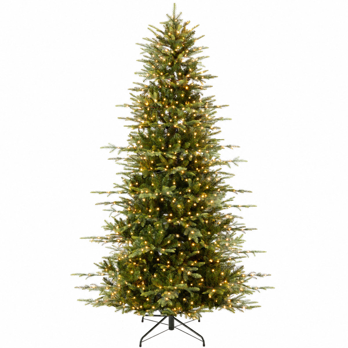 Pre-Lit Artificial Aspen Slim Noble Fir Christmas Tree w/ Metal Stand