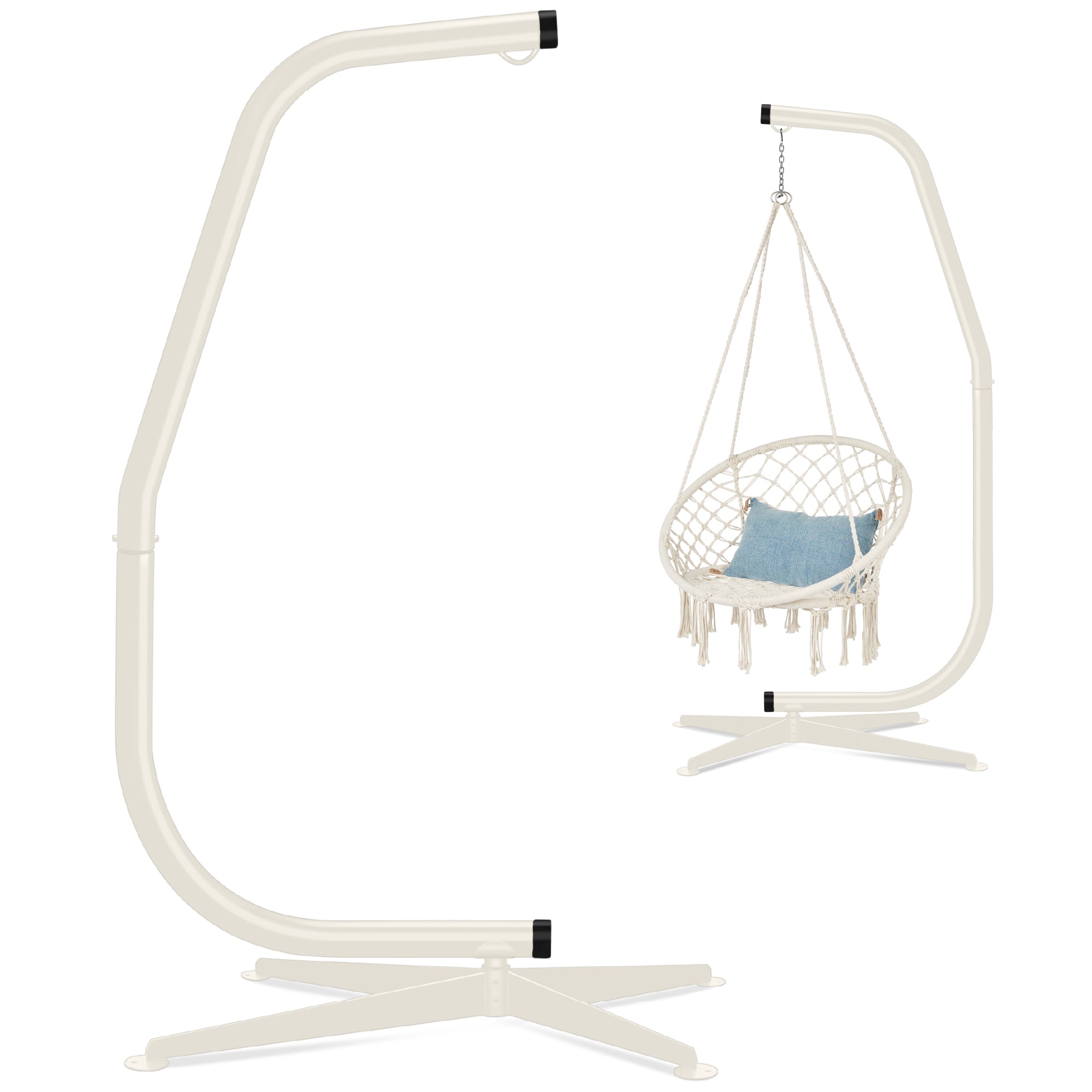Curved Hanging Hammock C-Stand w/ All-Weather, Steel Frame - Stand Only