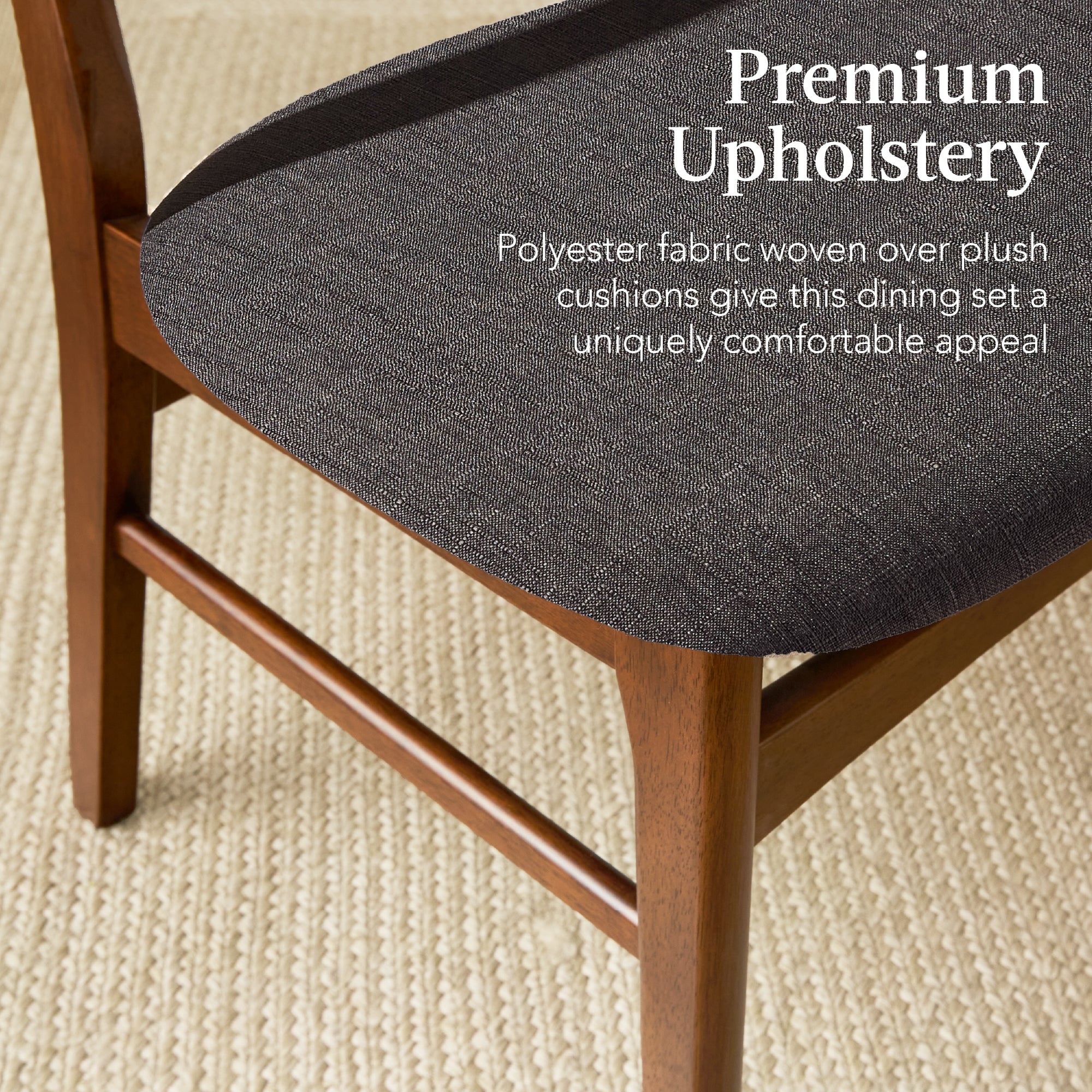 7-Piece Mid-Century Modern Dining Set, Wood Upholstered w/ 6