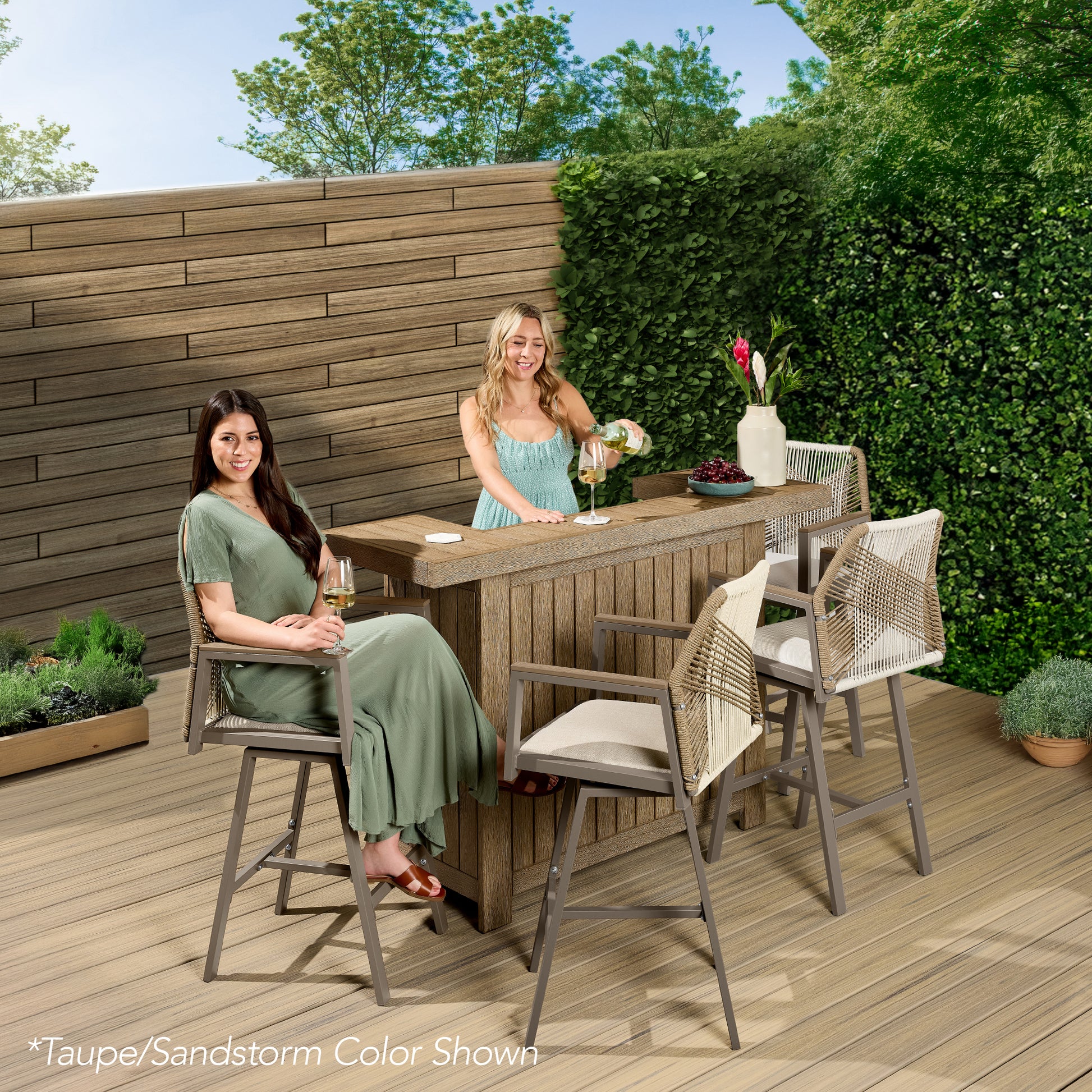 Set of 2 Indoor/Outdoor Aluminum Swivel Barstools with Arms All-Weather Rope