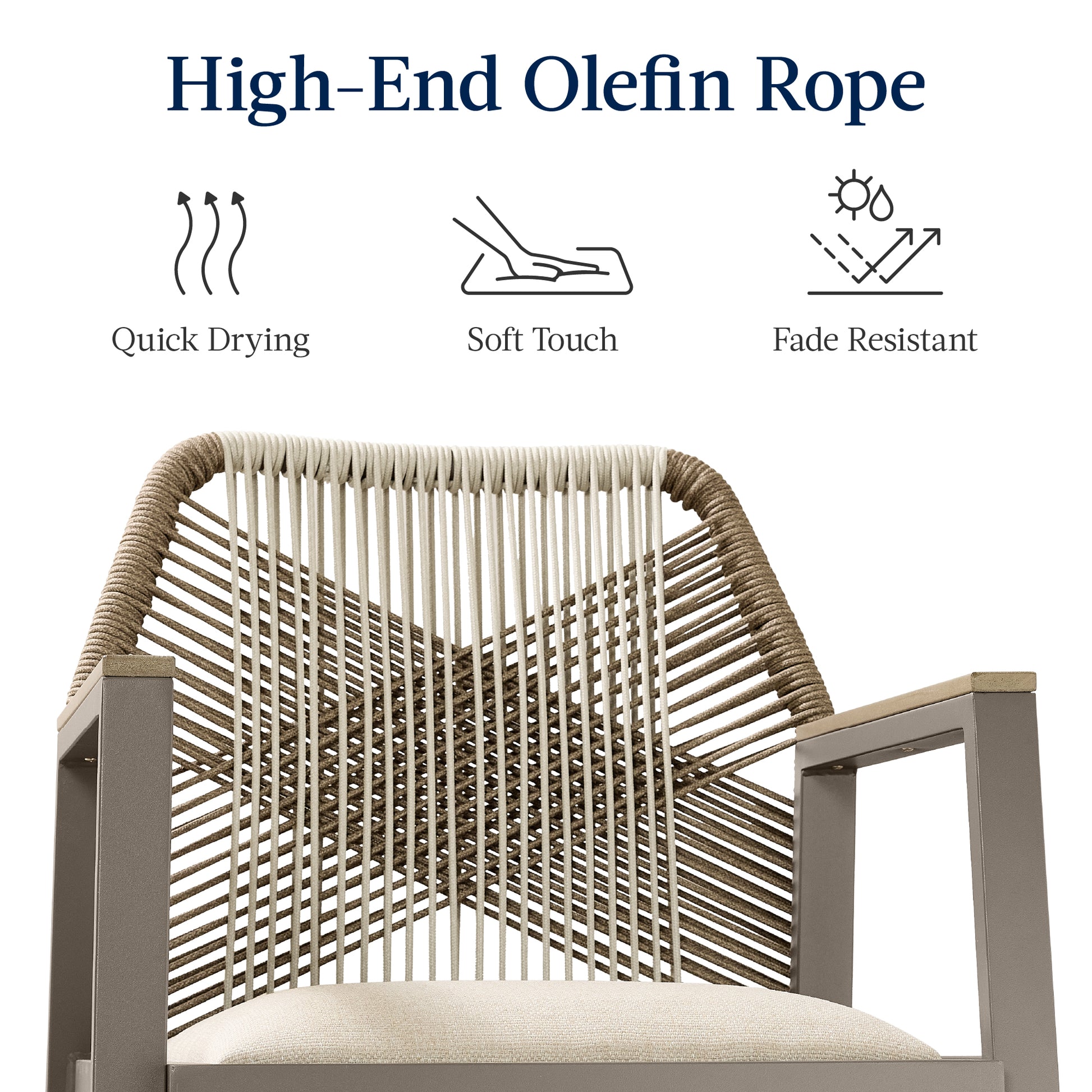 Set of 2 Indoor/Outdoor Aluminum Swivel Barstools with Arms All-Weather Rope