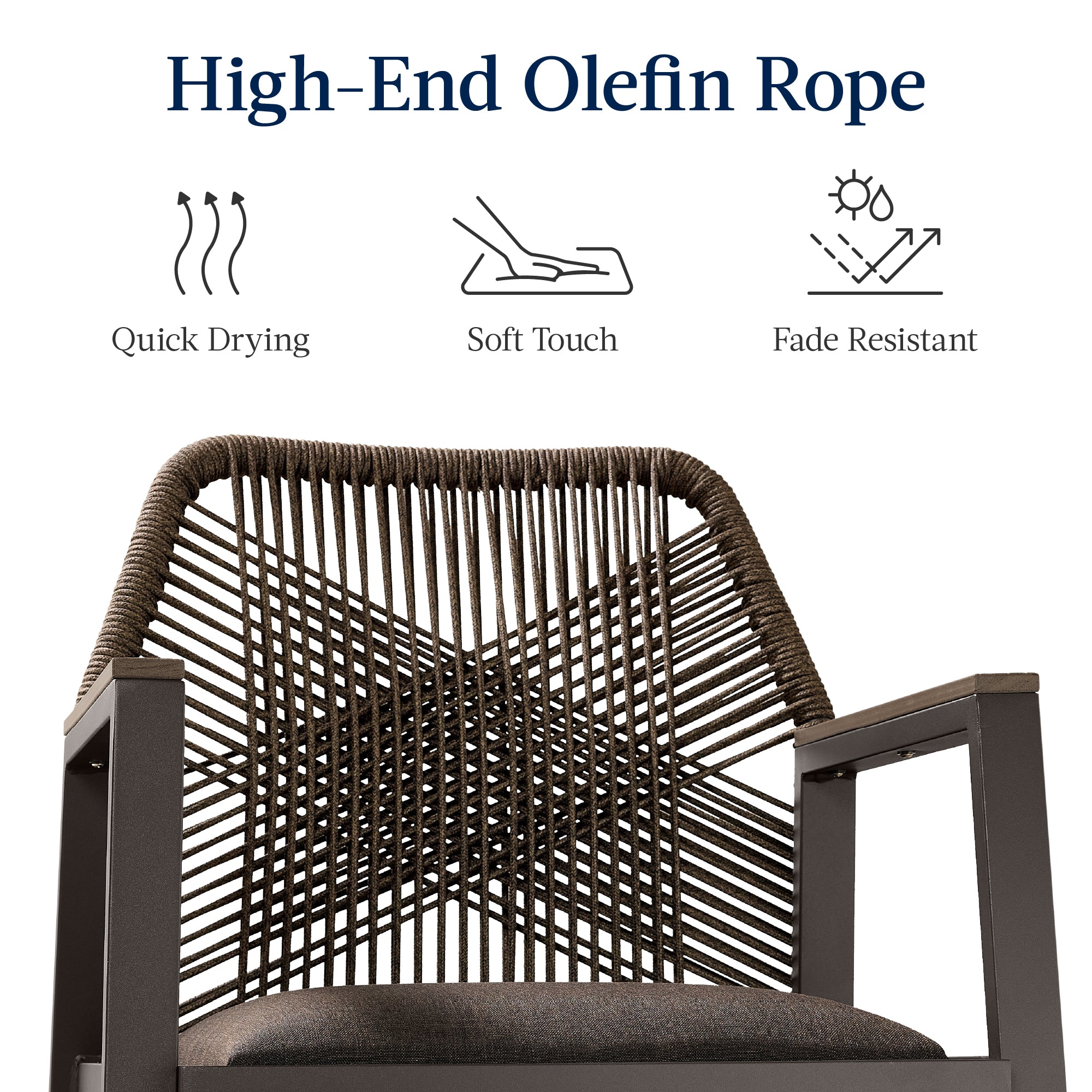 Set of 2 Indoor/Outdoor Aluminum Swivel Barstools with Arms All-Weather Rope