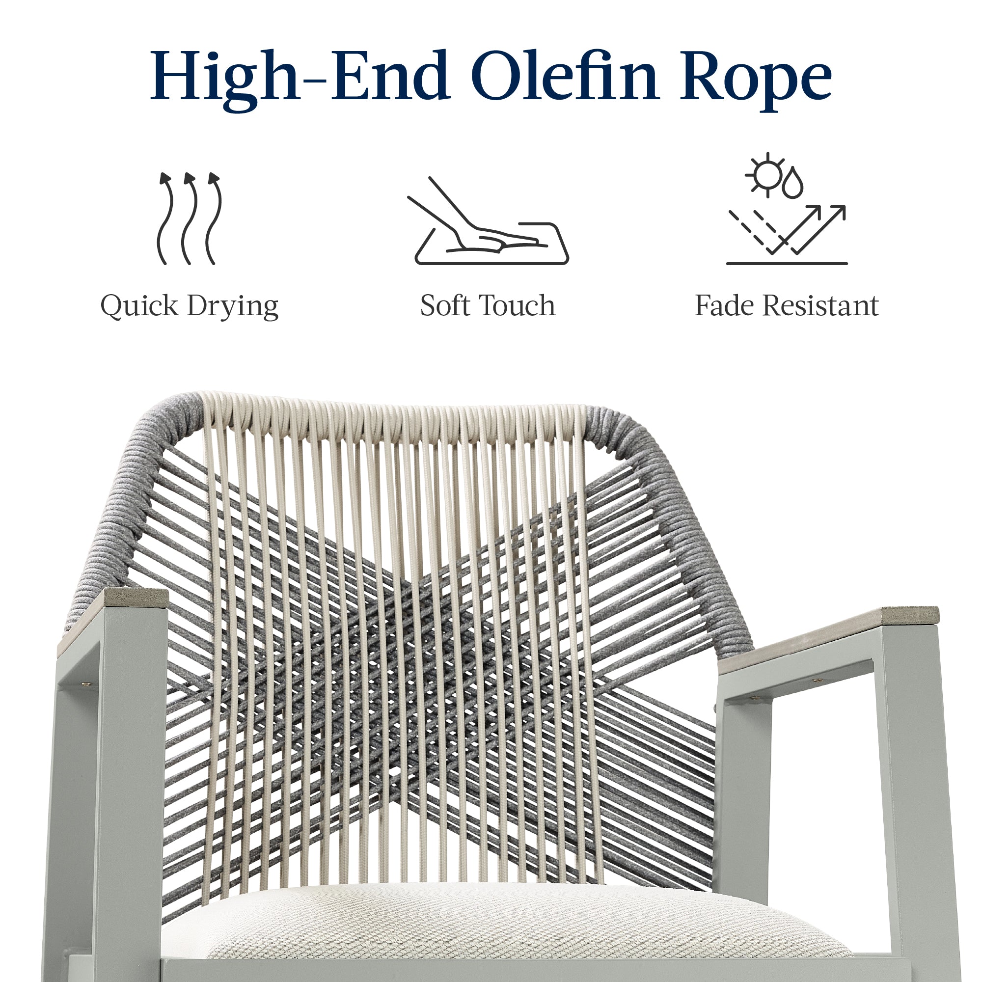 Set of 2 Indoor/Outdoor Aluminum Swivel Barstools with Arms All-Weather Rope