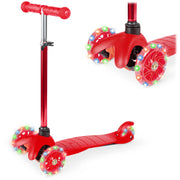 Kids Mini Kick Scooter Toy w/ Colorful Light-Up Wheels, Adjustable T-Bar