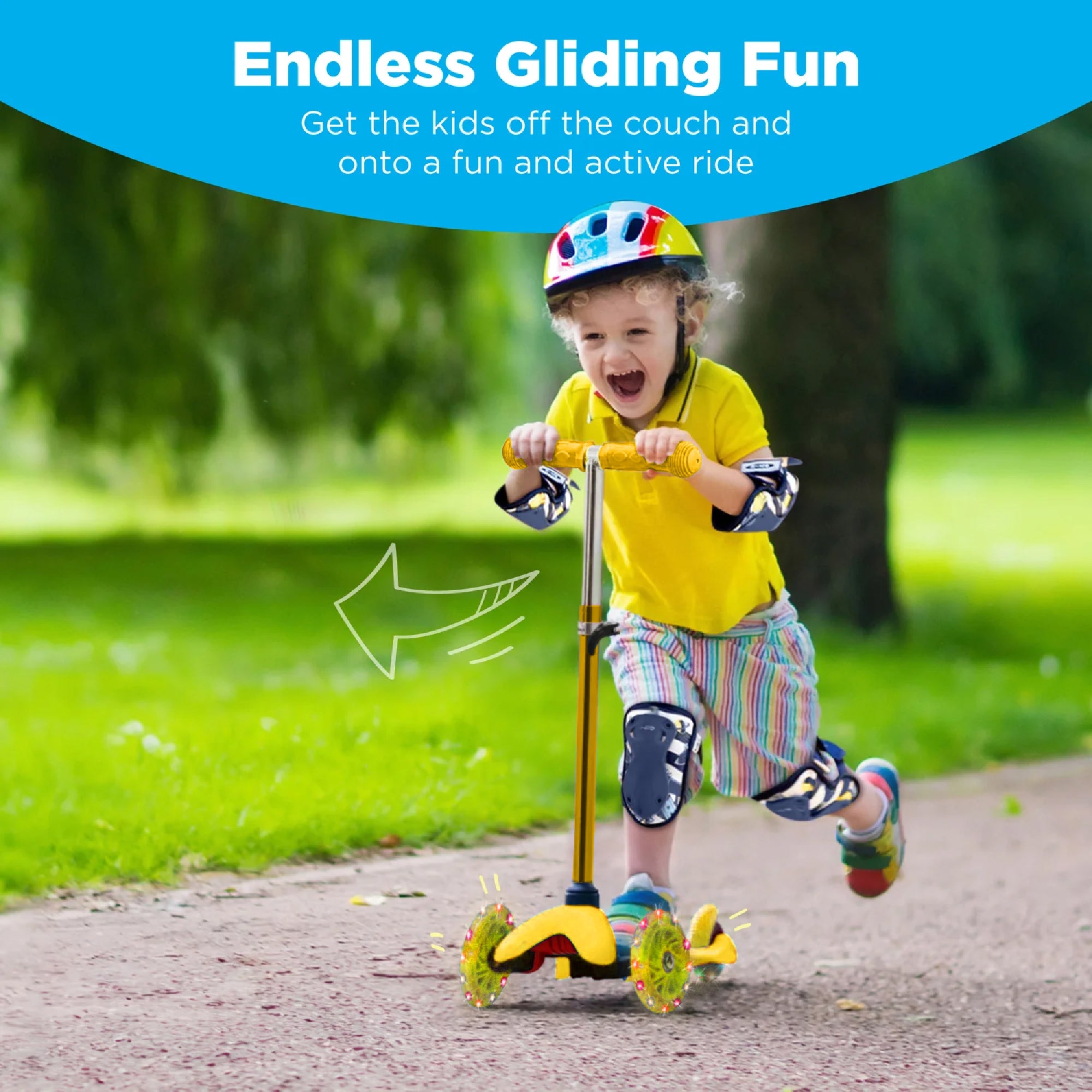 Kids Mini Kick Scooter Toy w/ Colorful Light-Up Wheels, Adjustable T-Bar