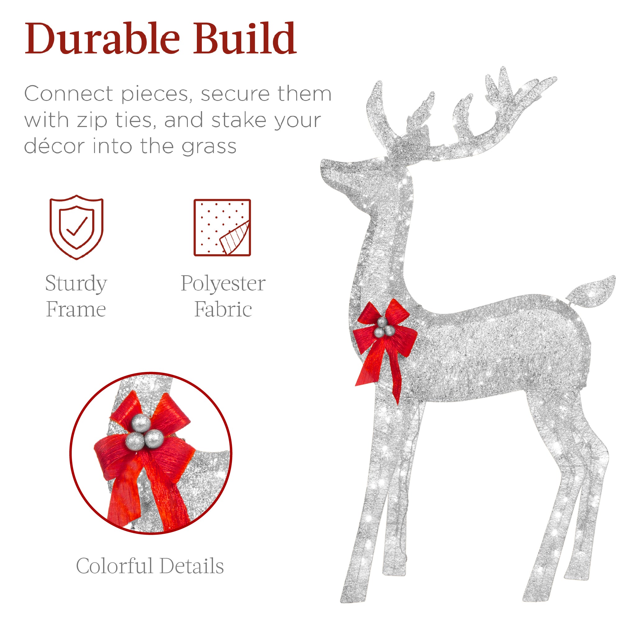 3-Piece Lighted Christmas Deer Set Outdoor Decor with LED Lights
