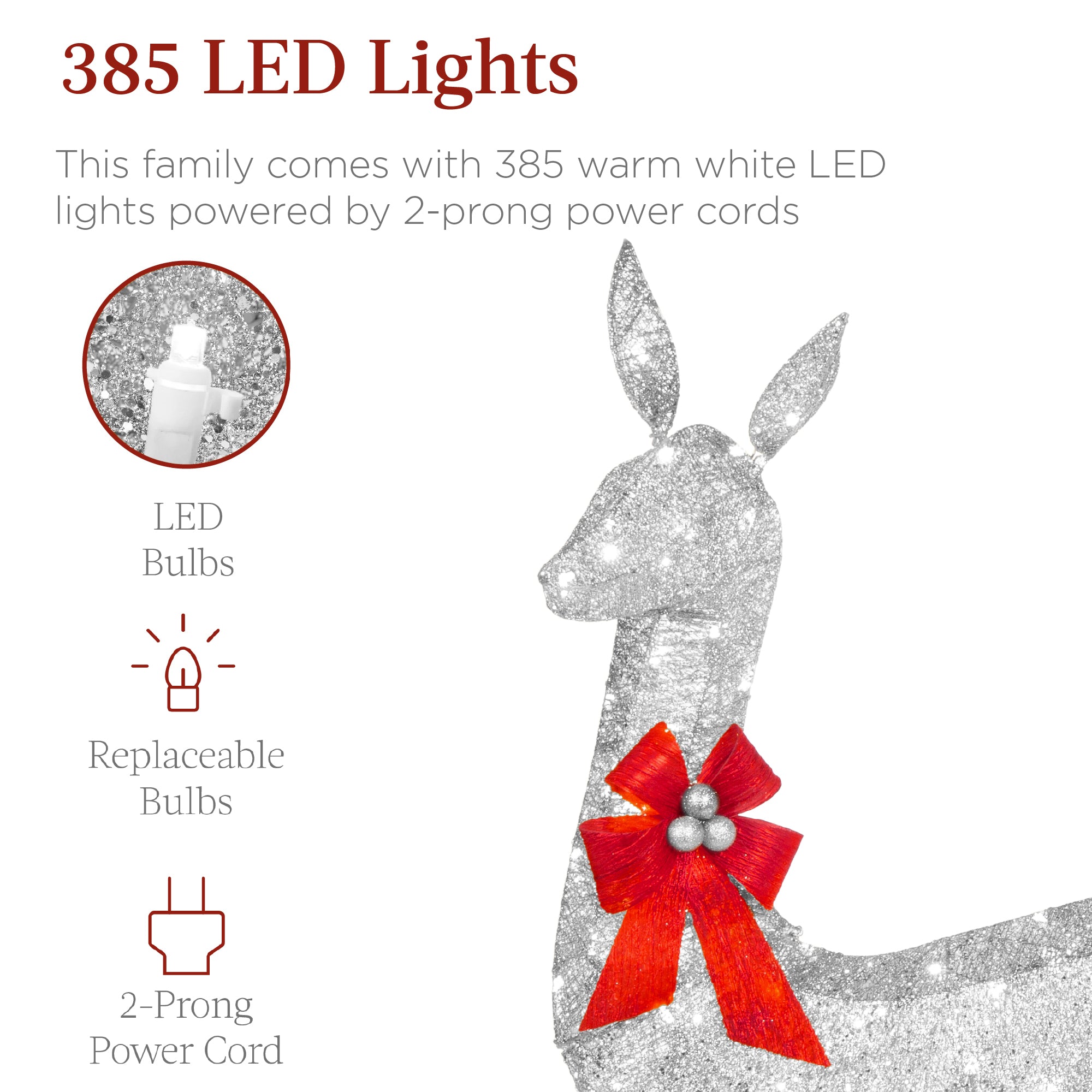 6.5ft 3-Piece Lighted Christmas Deer Set Outdoor Decor with LED Lights