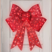 Pre-Lit Large Christmas Bow Decoration, Holiday Decor w/ 8 Functions
