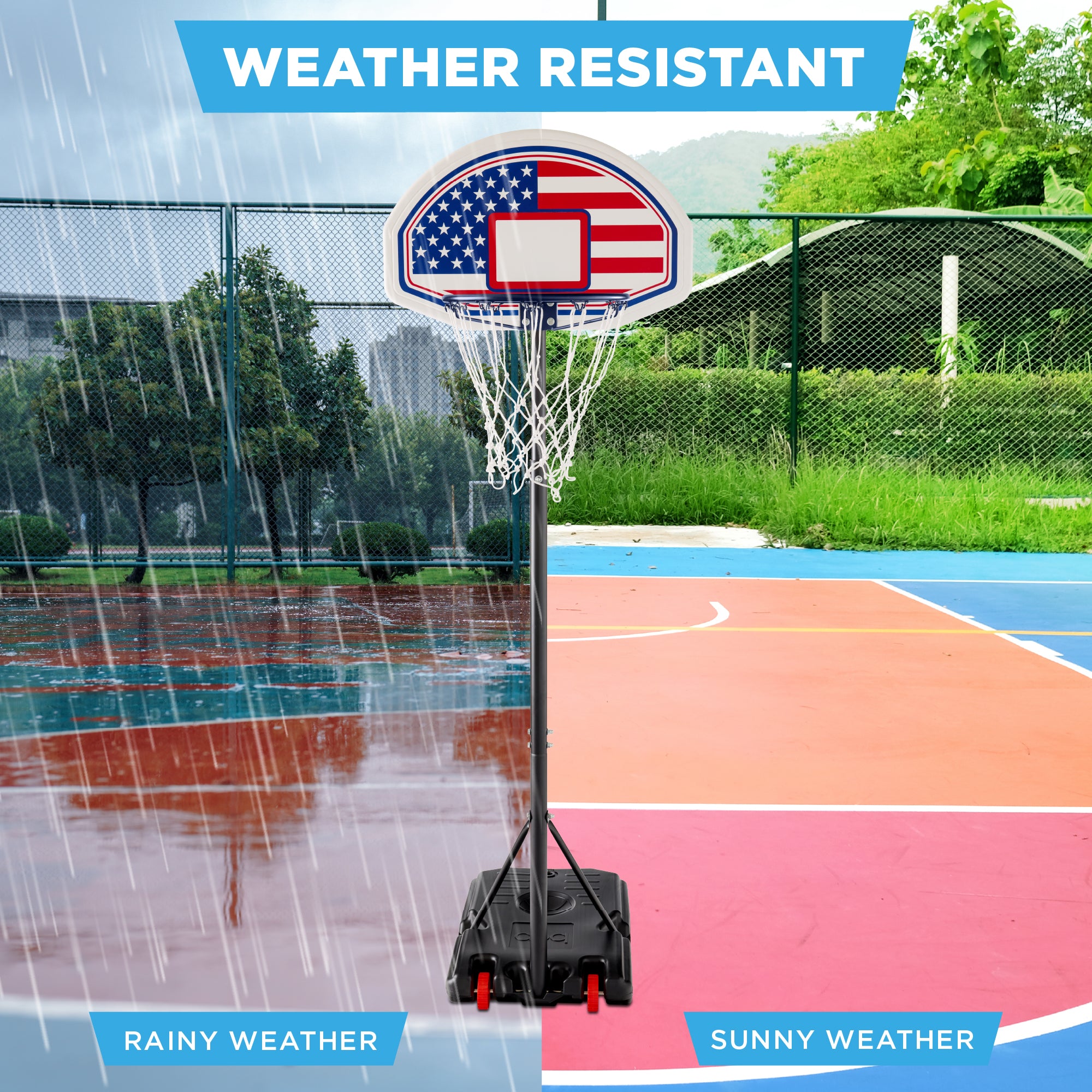Kids Height-Adjustable Basketball Hoop, Portable Backboard System