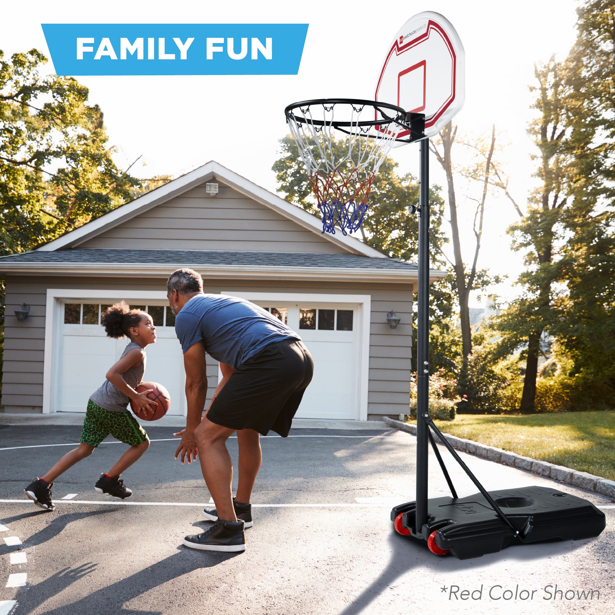 Kids Height-Adjustable Basketball Hoop, Portable Backboard System