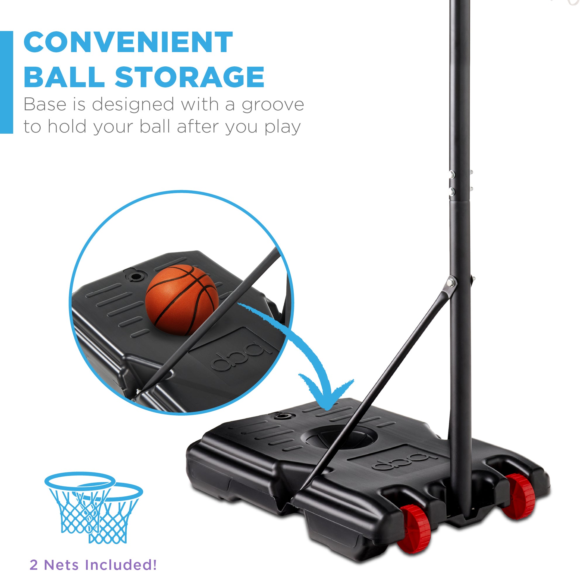 Kids Height-Adjustable Basketball Hoop, Portable Backboard System