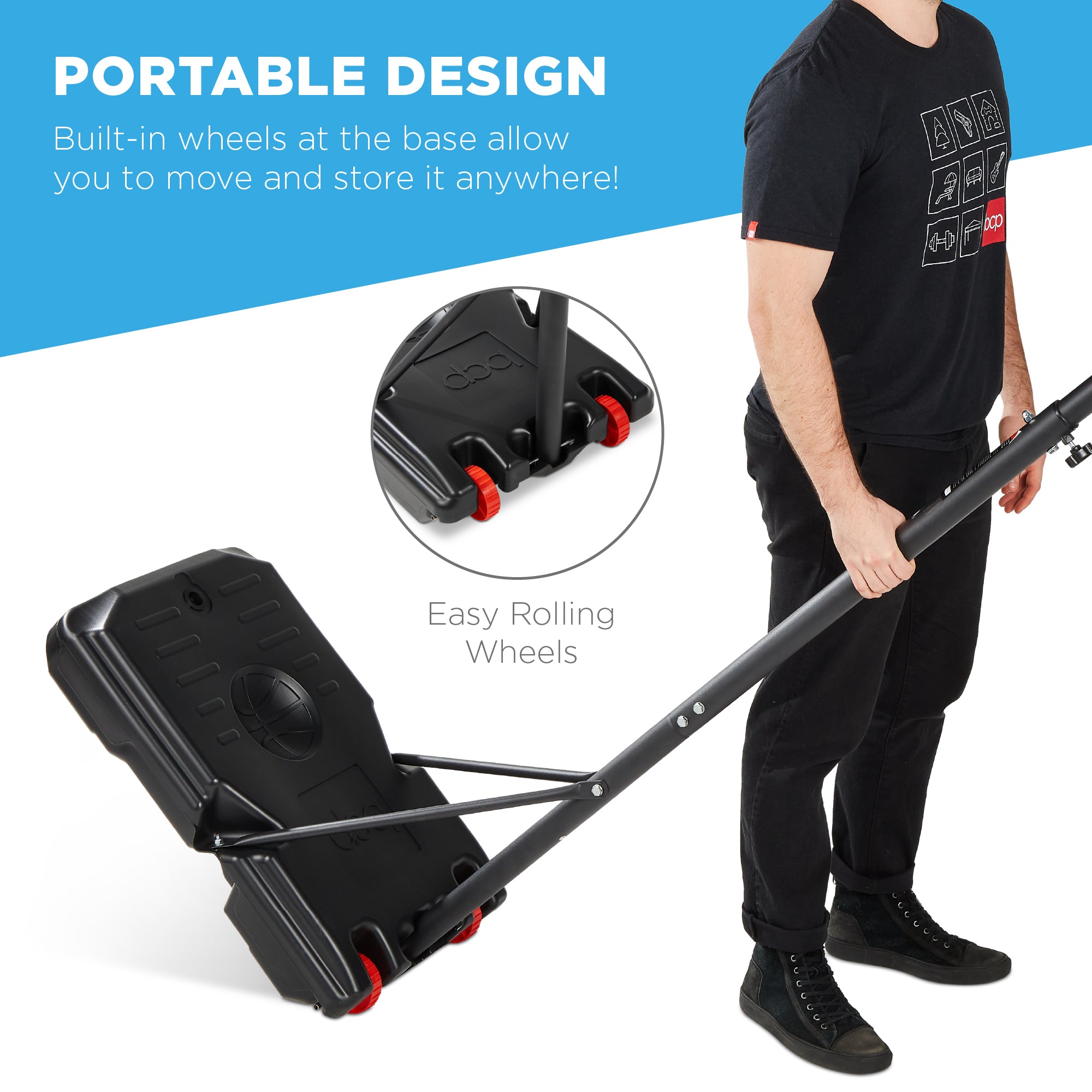 Kids Height-Adjustable Basketball Hoop, Portable Backboard System