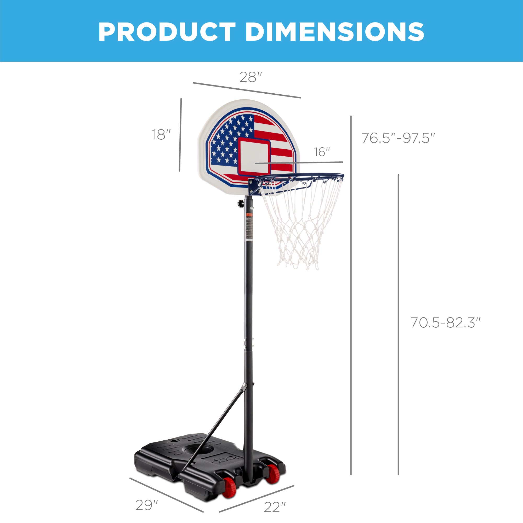 ami9622　0923 Kids Height-Adjustable Basketball Hoop, Portable Backboard System