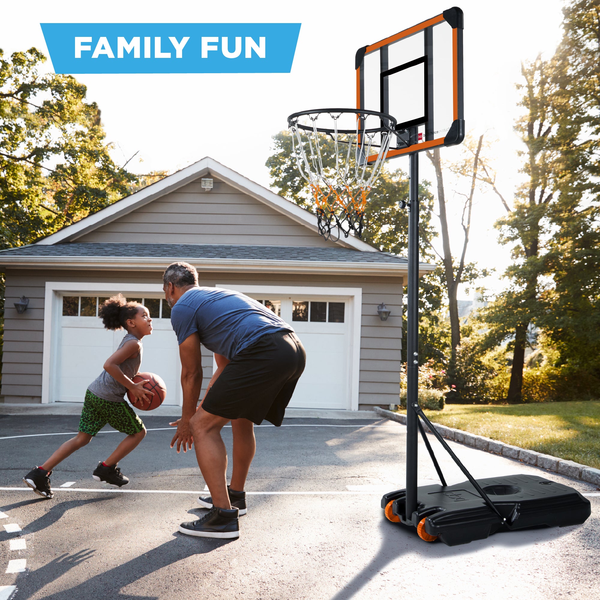 Kids Height-Adjustable Basketball Hoop, Square Backboard w/ 2 Wheels