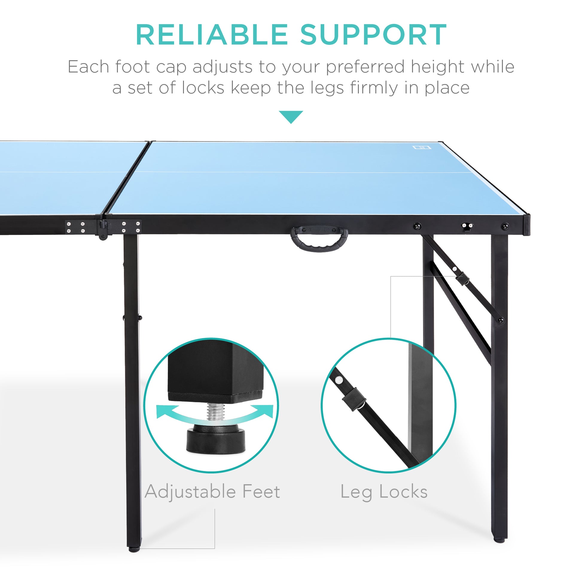 Portable Ping Pong Table Tennis Game Set w/ Paddles, Balls - 6x3ft
