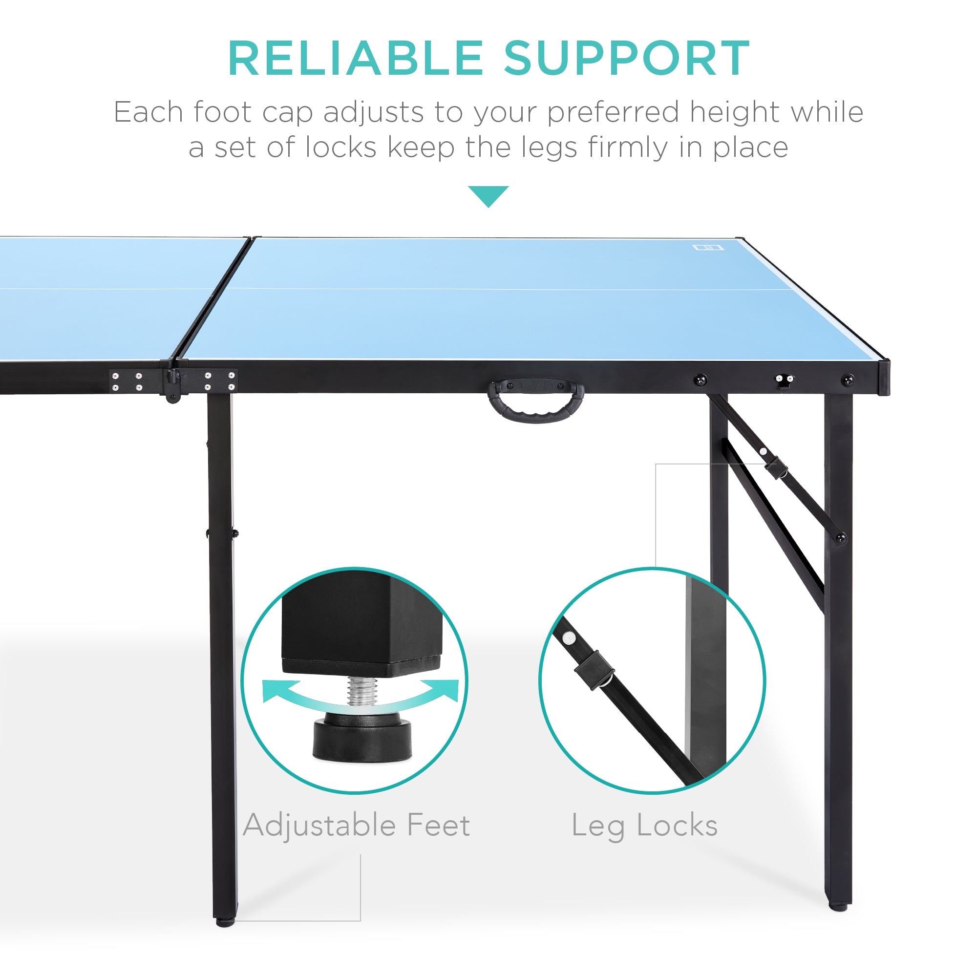 Portable Ping Pong Table Tennis Game Set w/ Paddles, Balls - 6x3ft