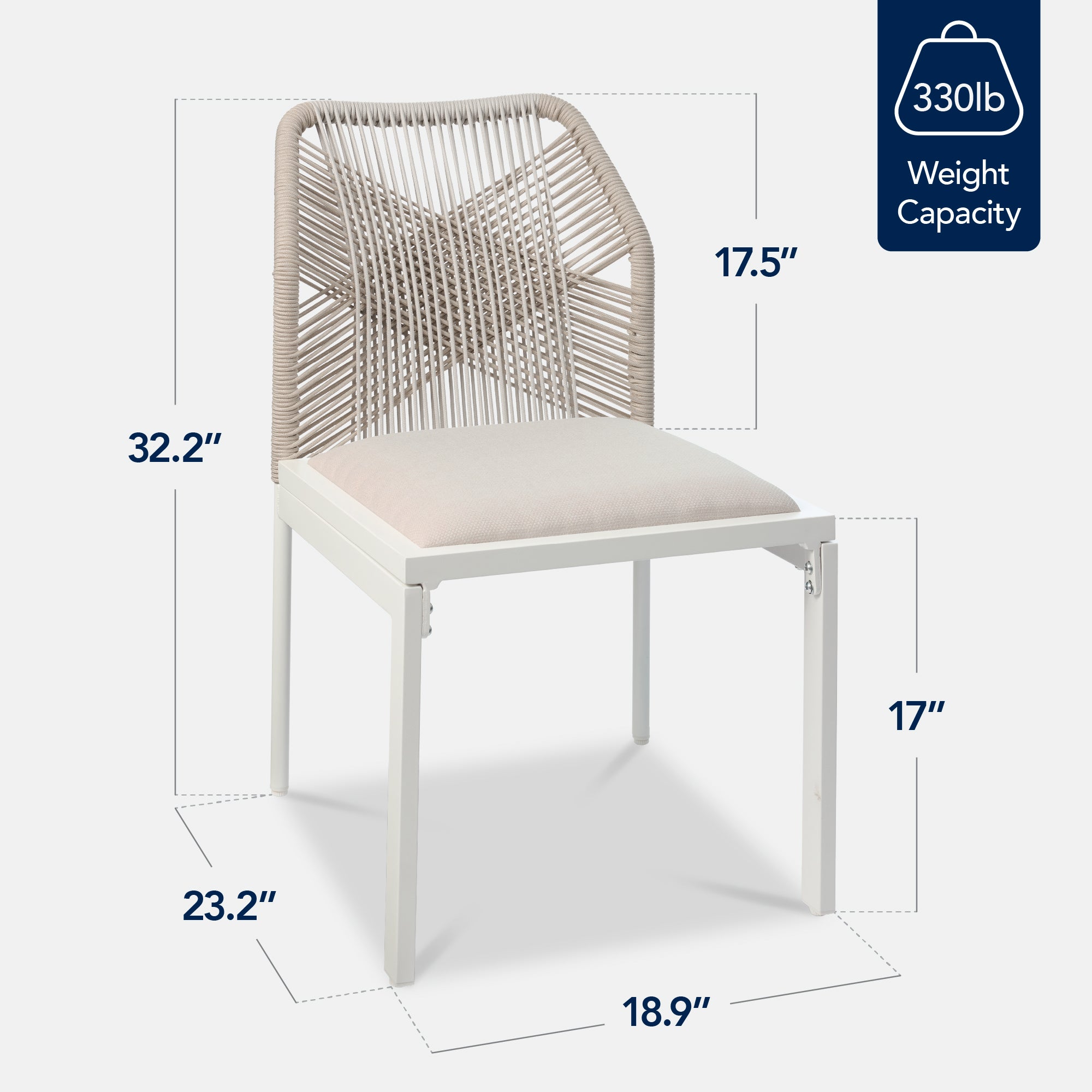 Set of 2 Indoor/Outdoor Aluminum Side Dining Chairs w/ All-Weather Rope