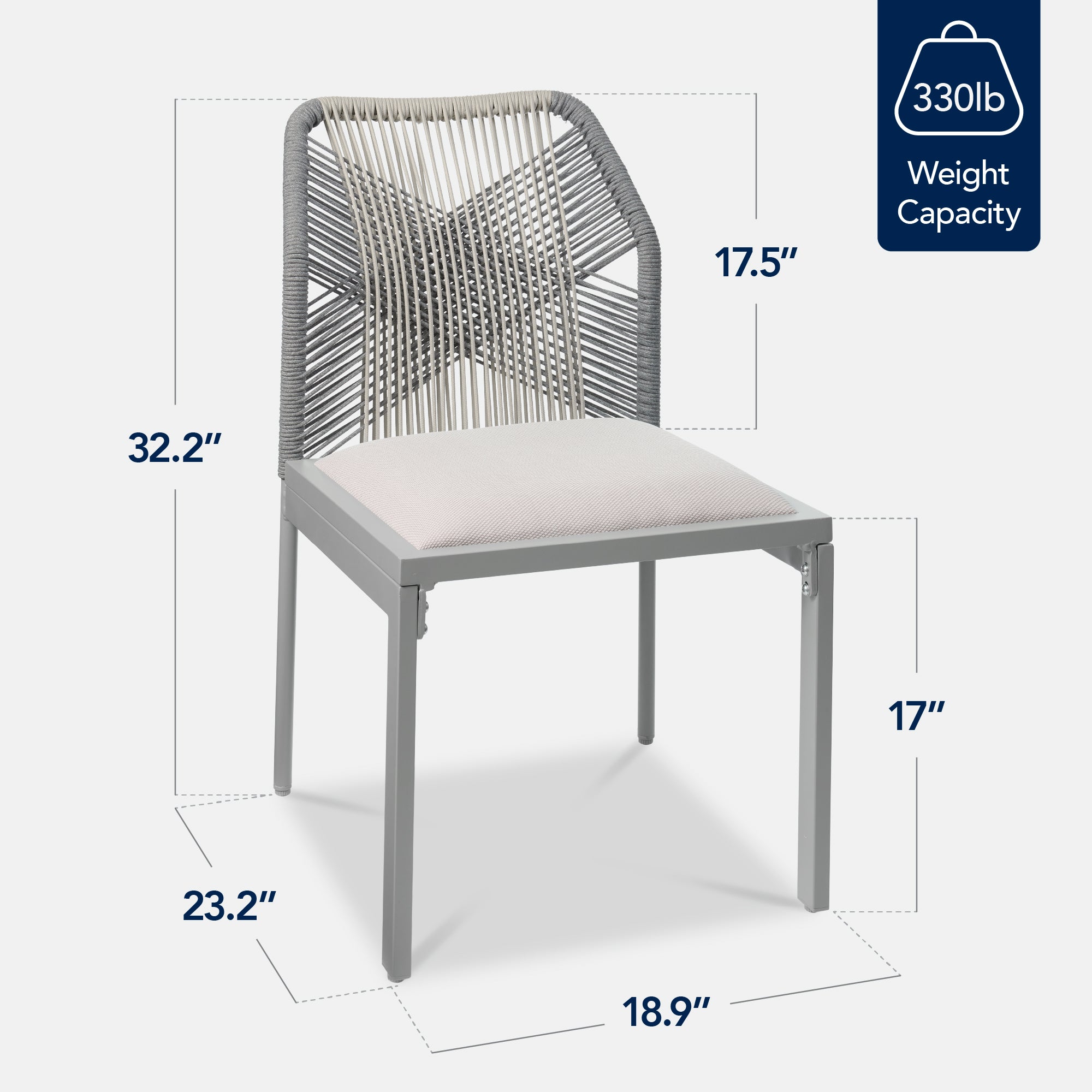 Set of 2 Indoor/Outdoor Aluminum Side Dining Chairs w/ All-Weather Rope