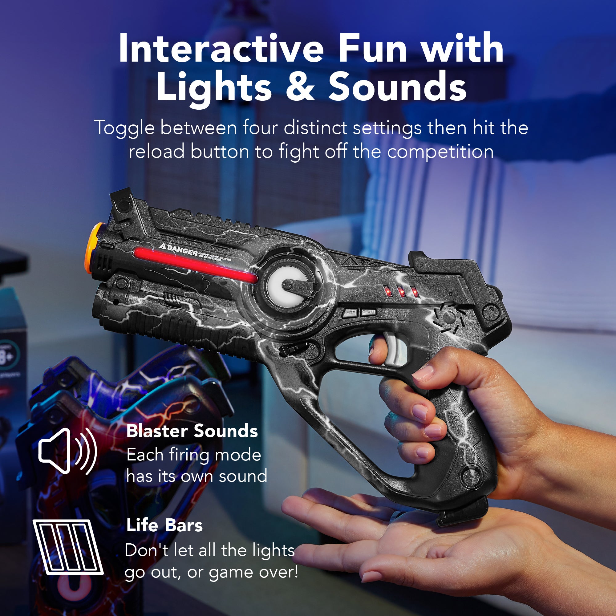 Set of 4 Rechargeable Laser Tag Blasters w/ Docking Station, No