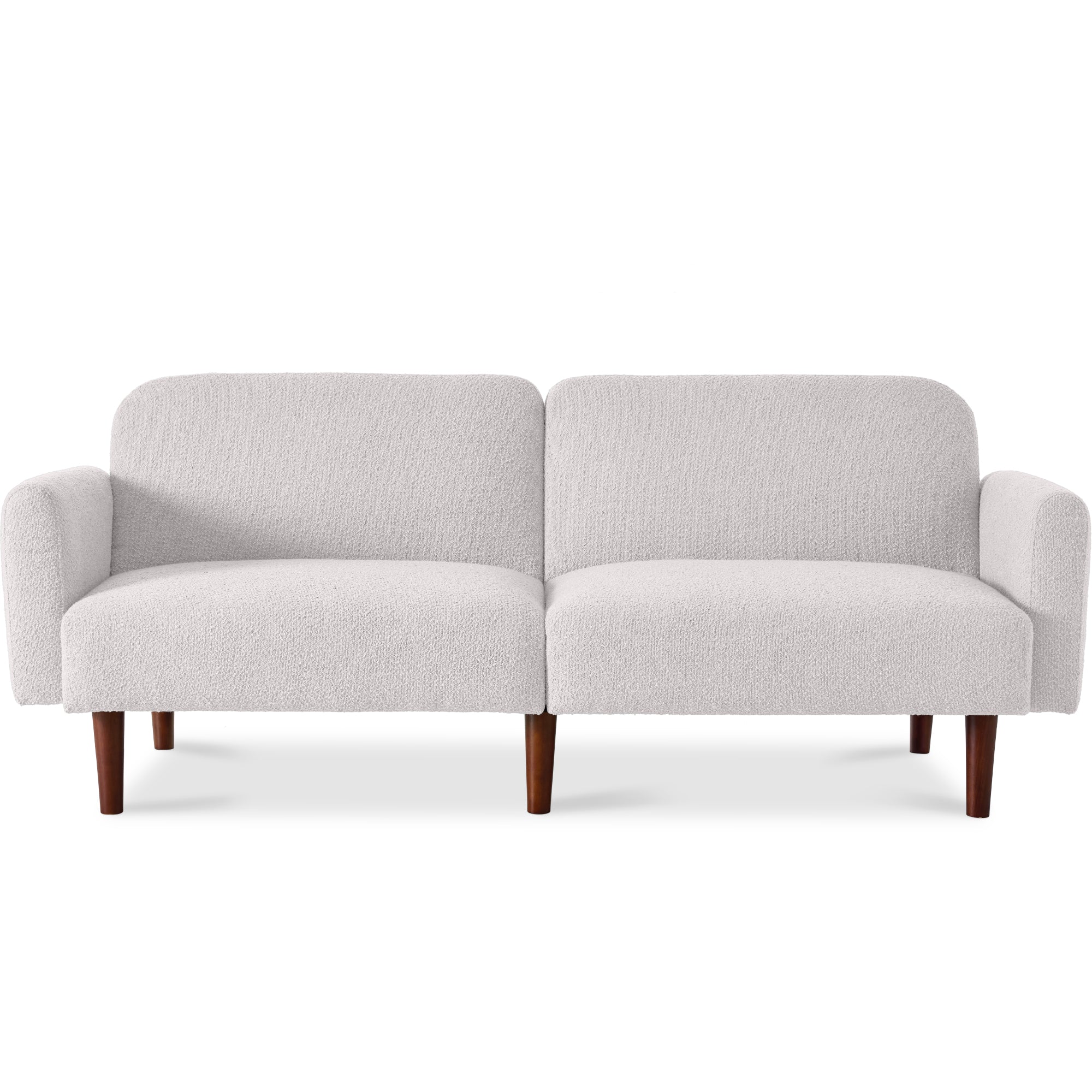 Curved Convertible Futon with Boucle Fabric Split-Back