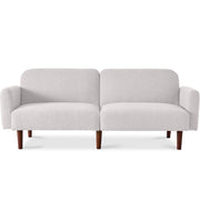 Curved Convertible Futon, Boucle Fabric Split-Back Sleeper Bed