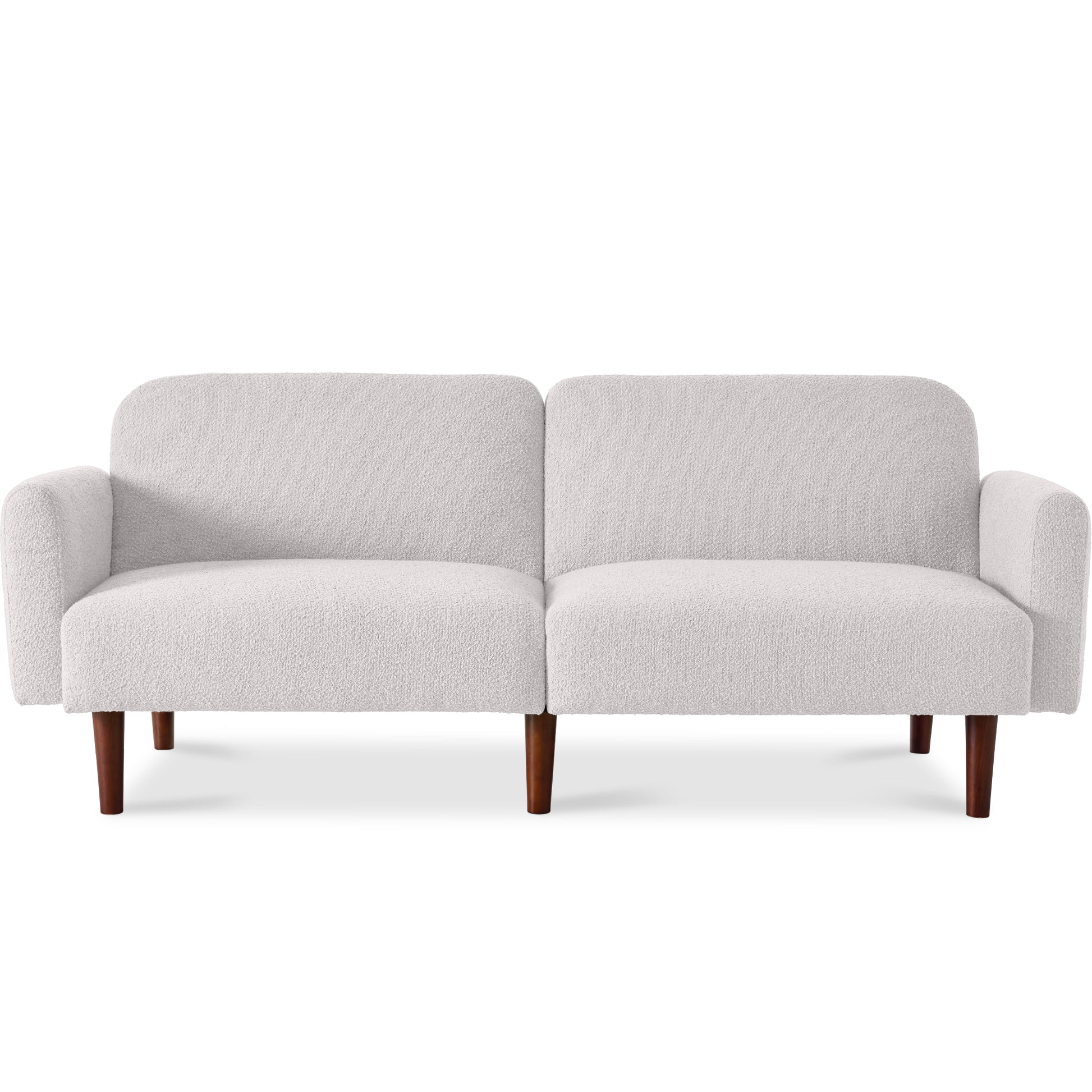 Curved Convertible Futon, Boucle Fabric Split-Back Sleeper Bed