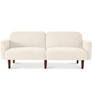 Curved Convertible Futon, Boucle Fabric Split-Back Sleeper Bed