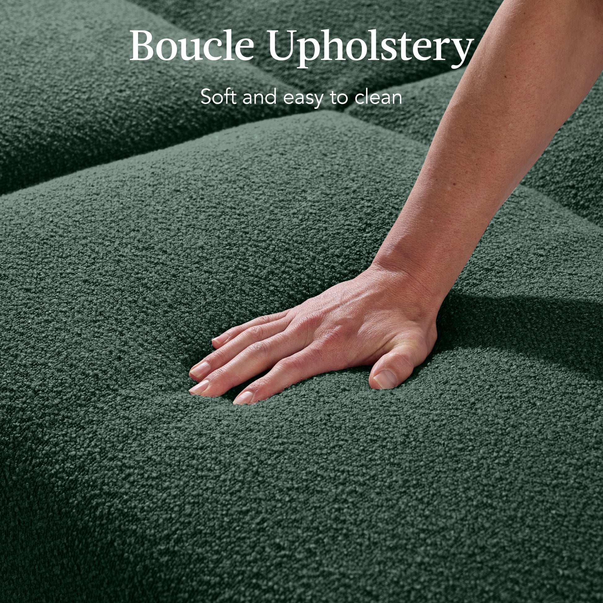 Curved Convertible Futon, Boucle Fabric Split-Back Sleeper Bed