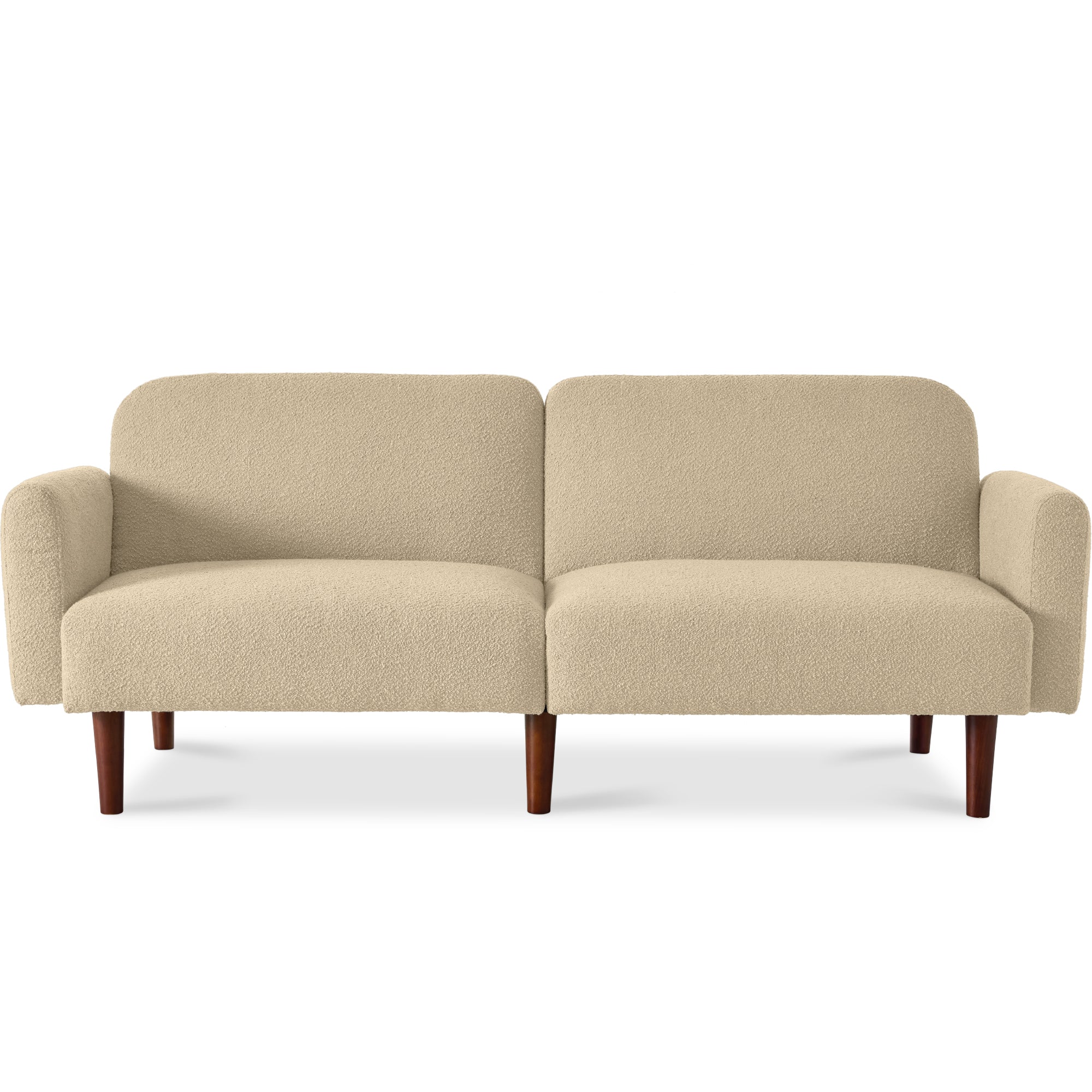 Dormire☆ Curved Convertible Futon, Boucle Fabric Split-Back Sleeper Bed