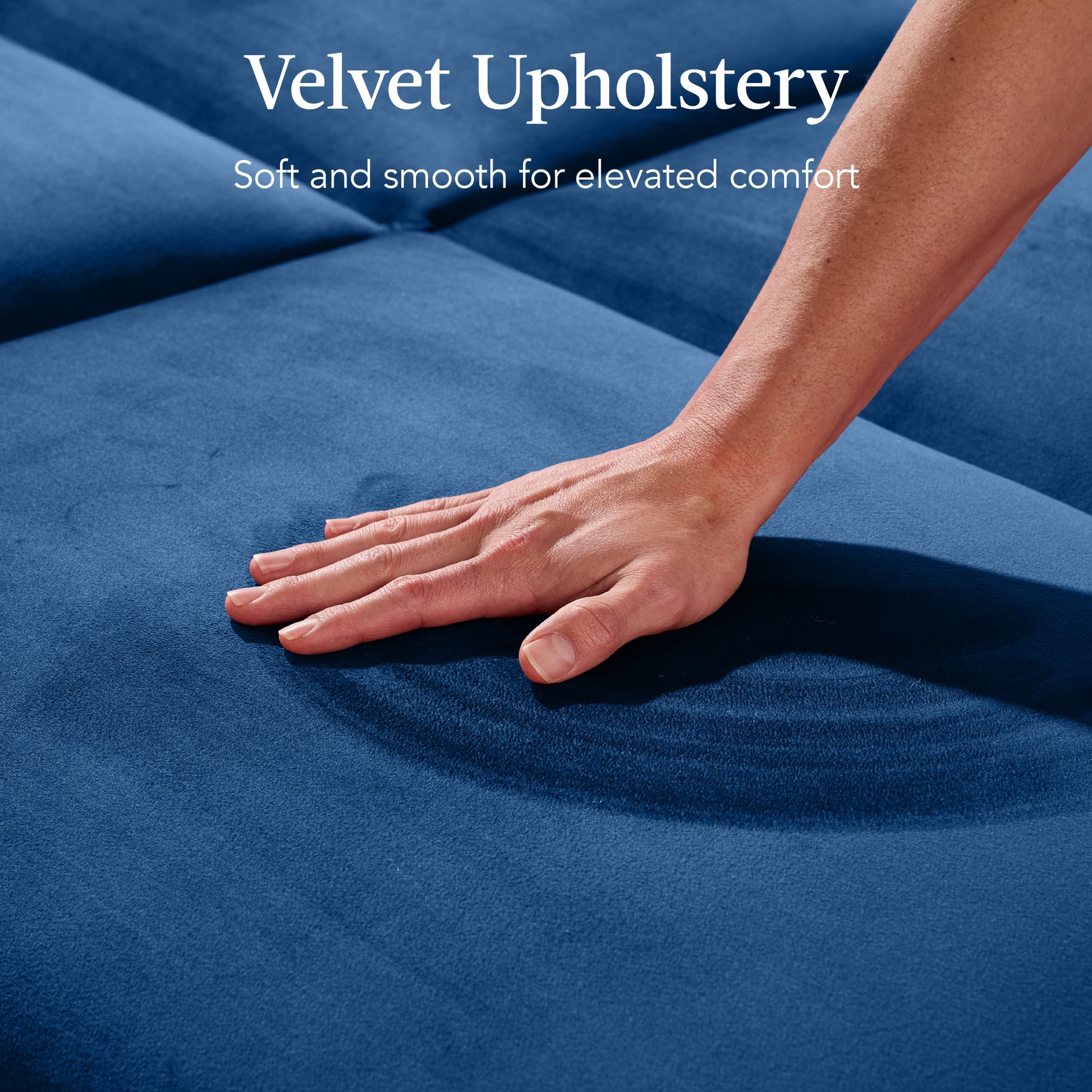 Curved Convertible Futon, Velvet Fabric Split-Back Sleeper Bed