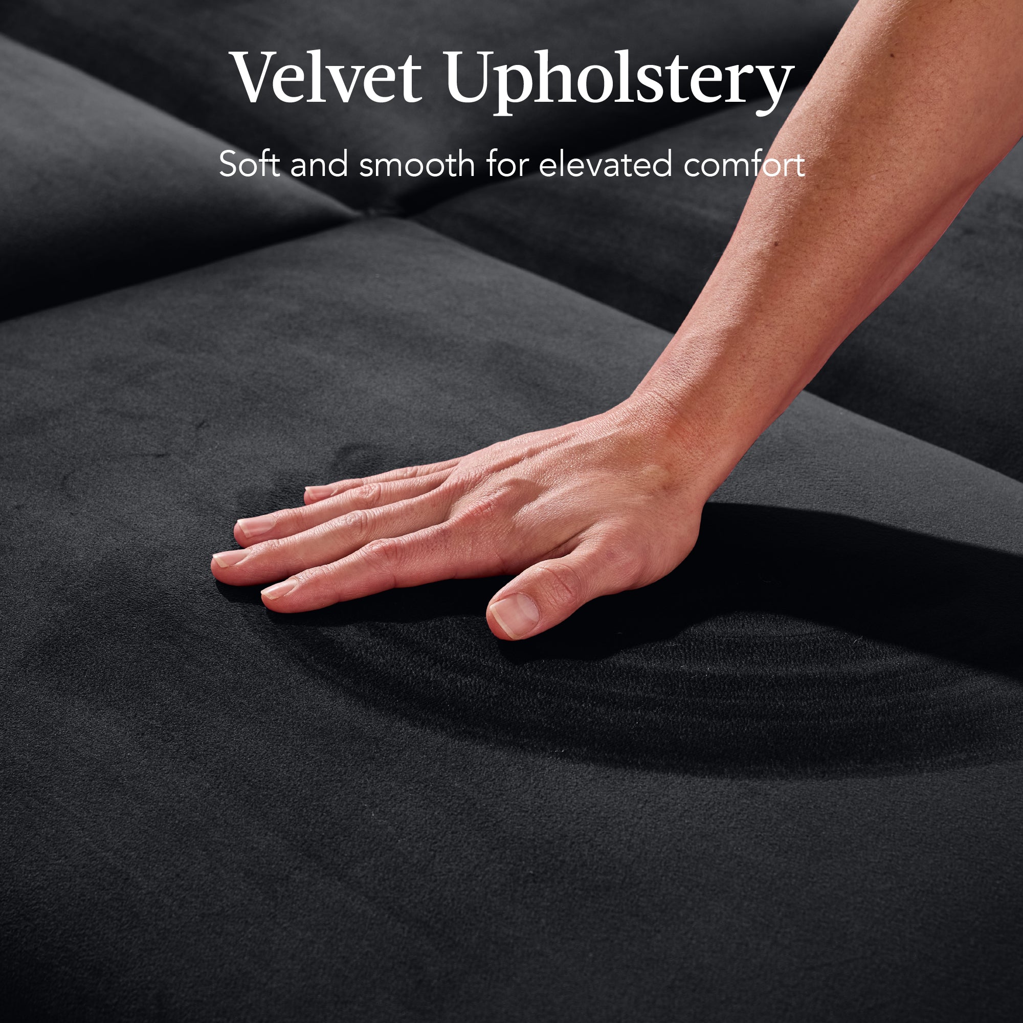 Curved Convertible Futon, Velvet Fabric Split-Back Sleeper Bed