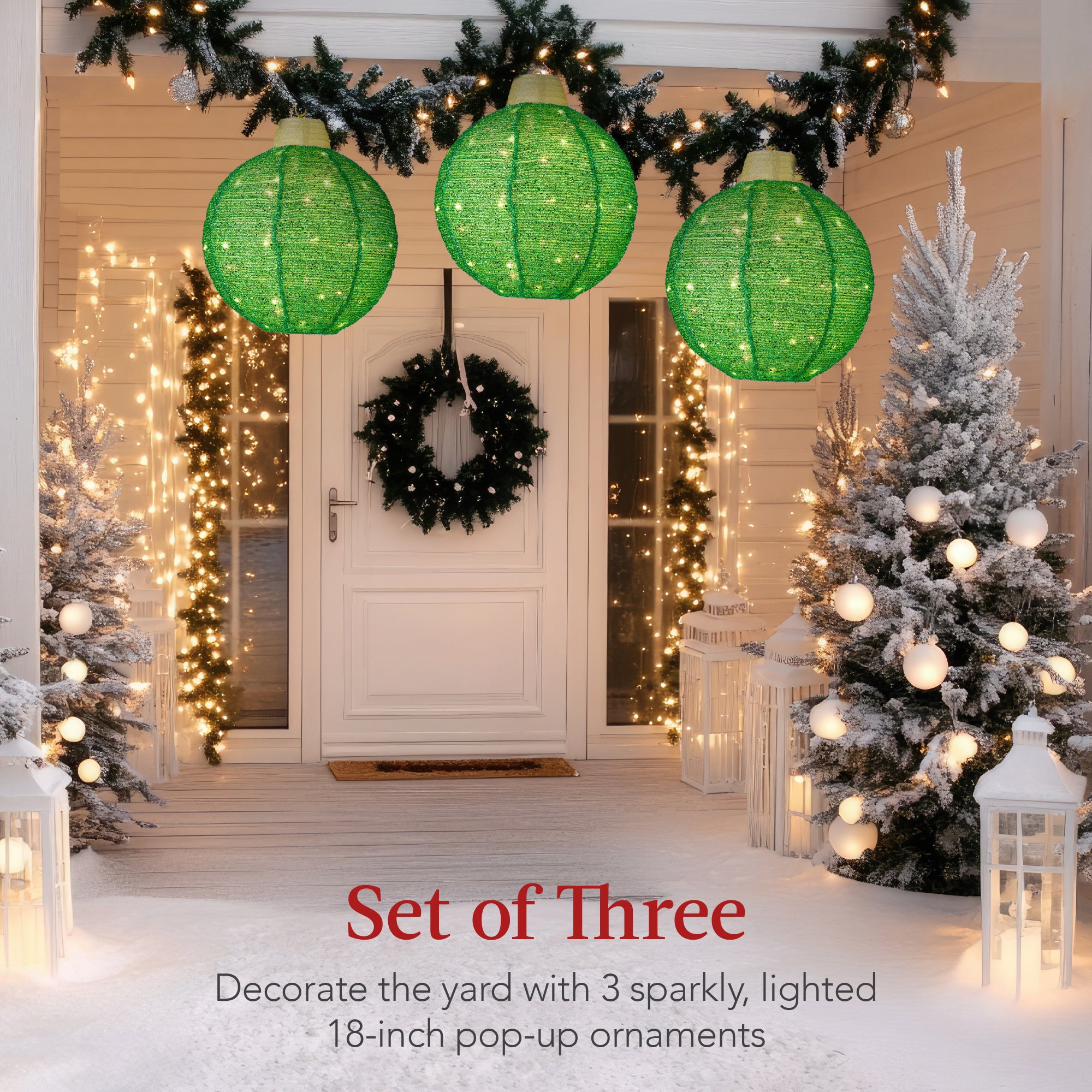 3-Piece Hanging Pop-Up Ornaments Outdoor Christmas Decor