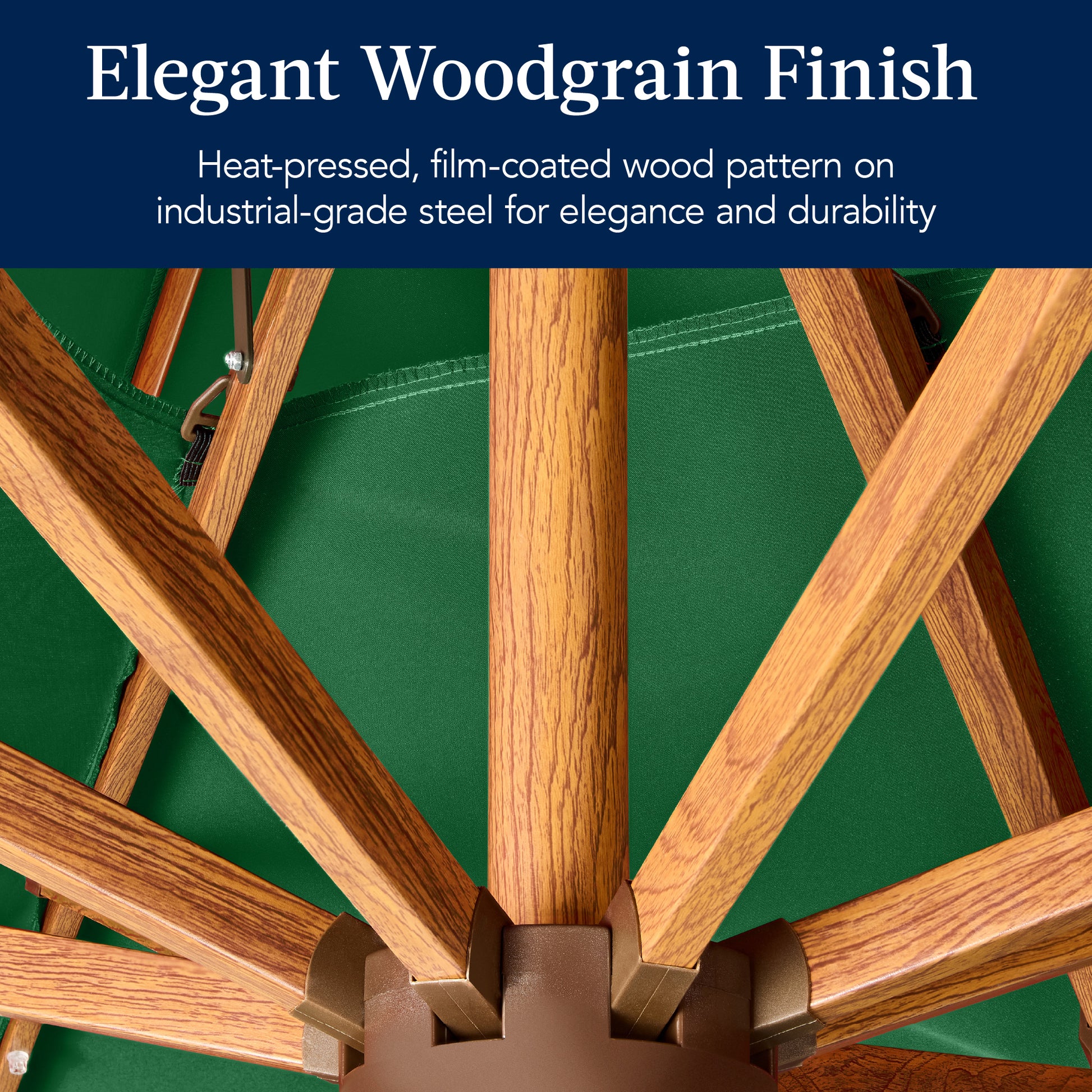 Woodgrain Pattern 2-Tier Outdoor Solar LED Cantilever Umbrella - 10x10ft