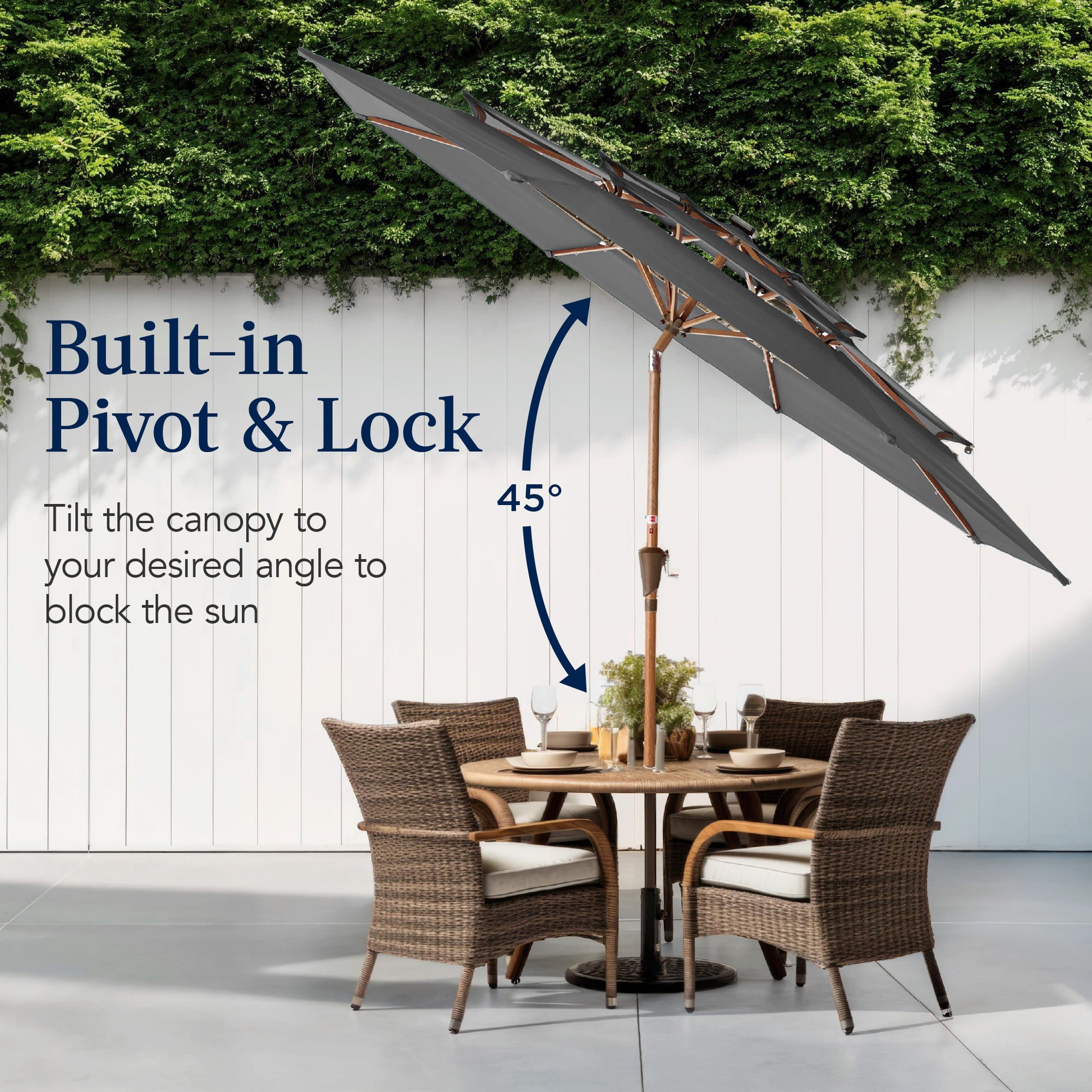 Best Choice Products Woodgrain Pattern 10ft 3-Tier Solar Patio Umbrella w/ 24 LED Lights, Tilt Best Choice Products Woodgrain Pattern 10ft 3-Tier Solar Patio Umbrella w/ 24 LED Lights, Tilt