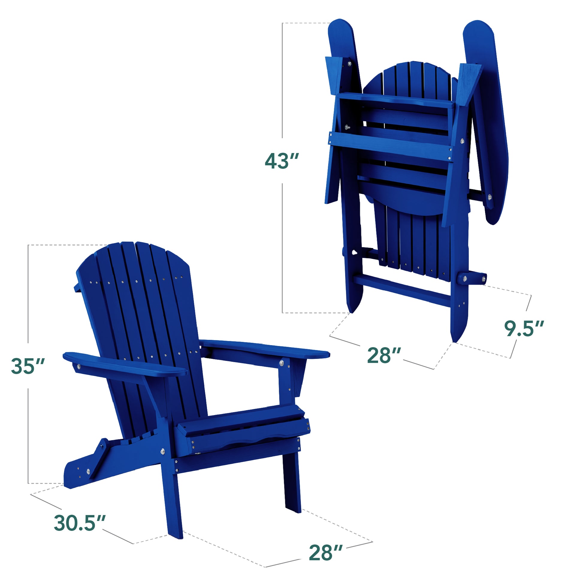 Folding Wooden Adirondack Chair, Accent Furniture w/ Natural Woodgrain