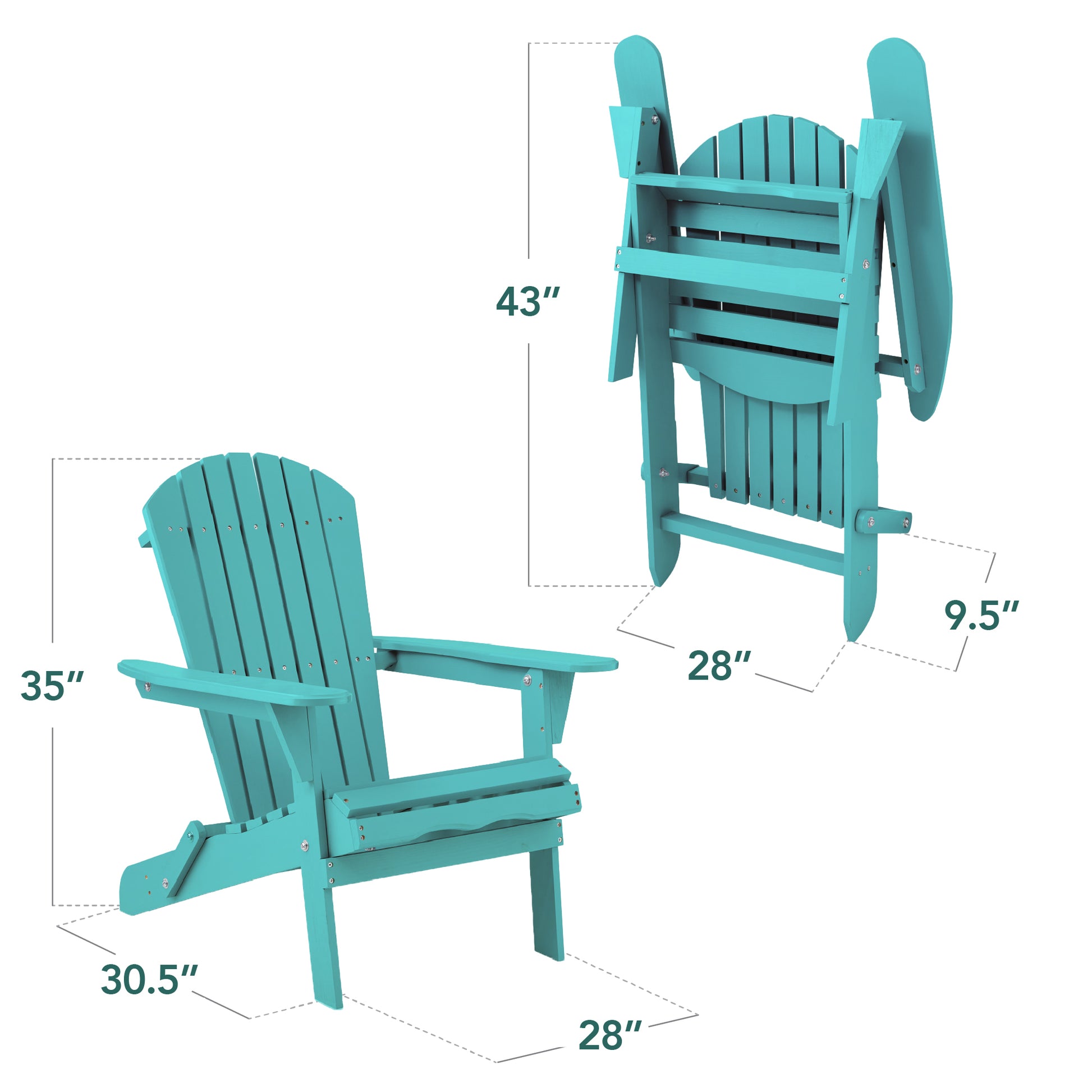 Folding Wooden Adirondack Chair, Accent Furniture w/ Natural Woodgrain