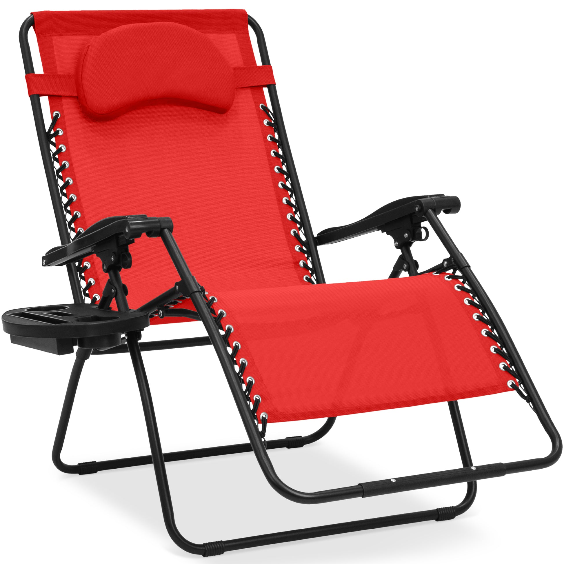Oversized Reclining Zero Gravity Chair Lounger w/ Cup Holder, Pillow
