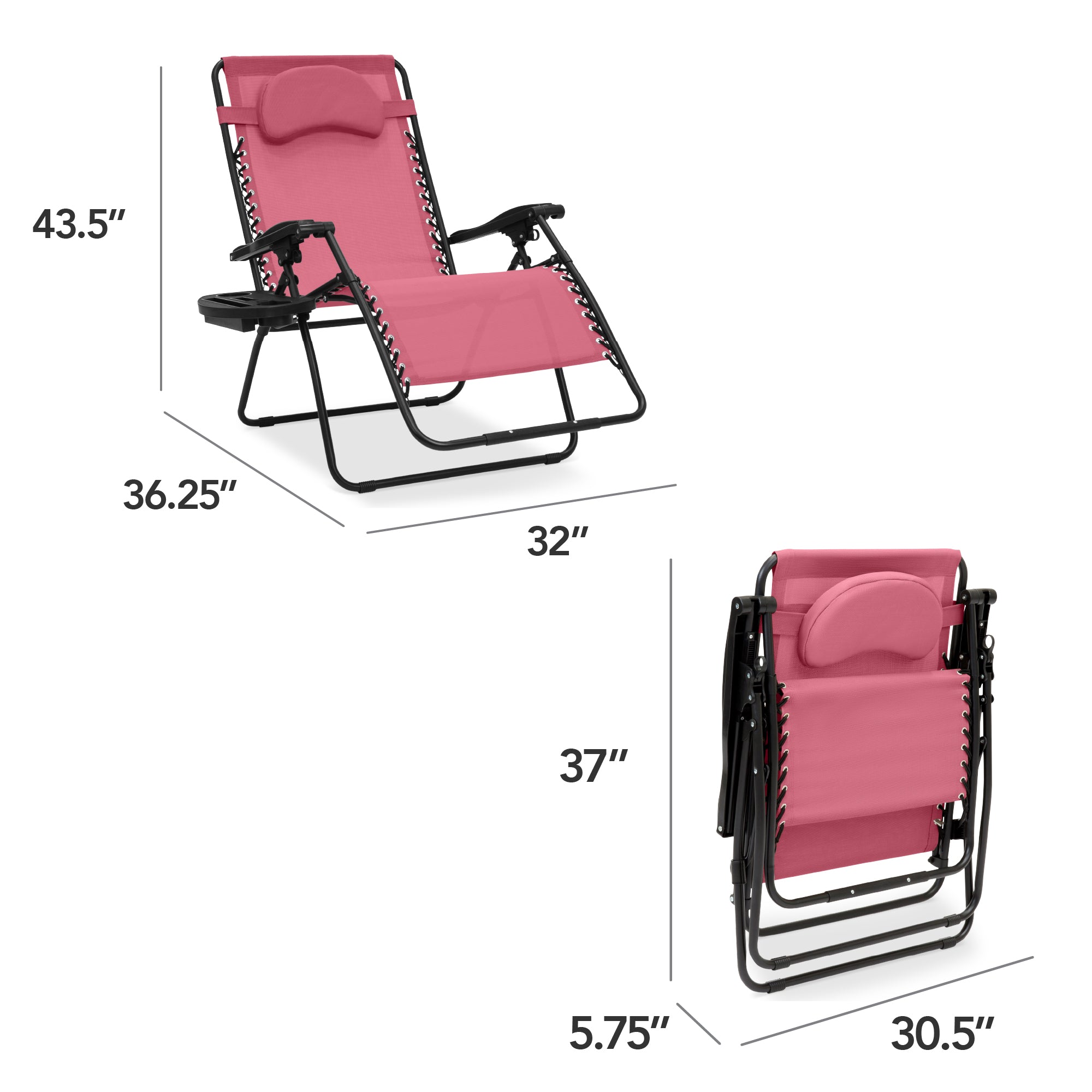 Oversized Reclining Zero Gravity Chair Lounger w/ Cup Holder, Pillow