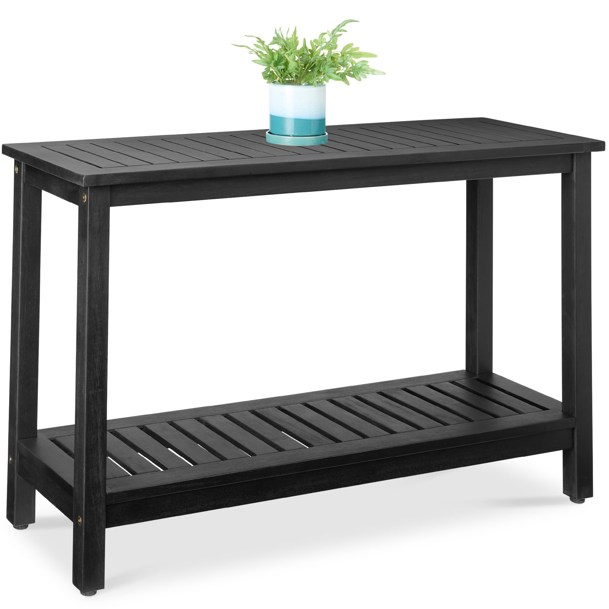 2-Shelf Wooden Console Table Storage Organizer w/ Natural Finish - 48in