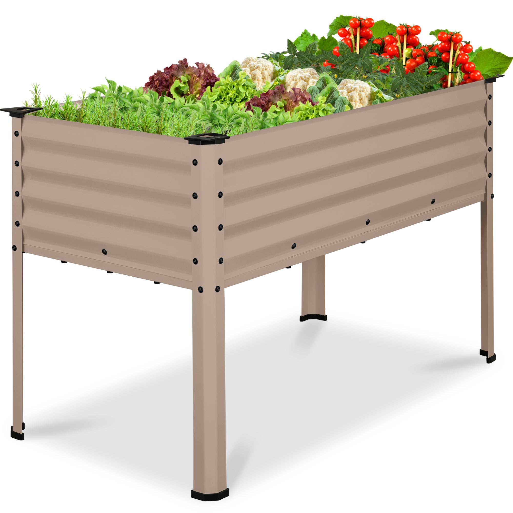 Elevated Galvanized Metal Garden Bed w/ Corner Protectors - 48x24x30in