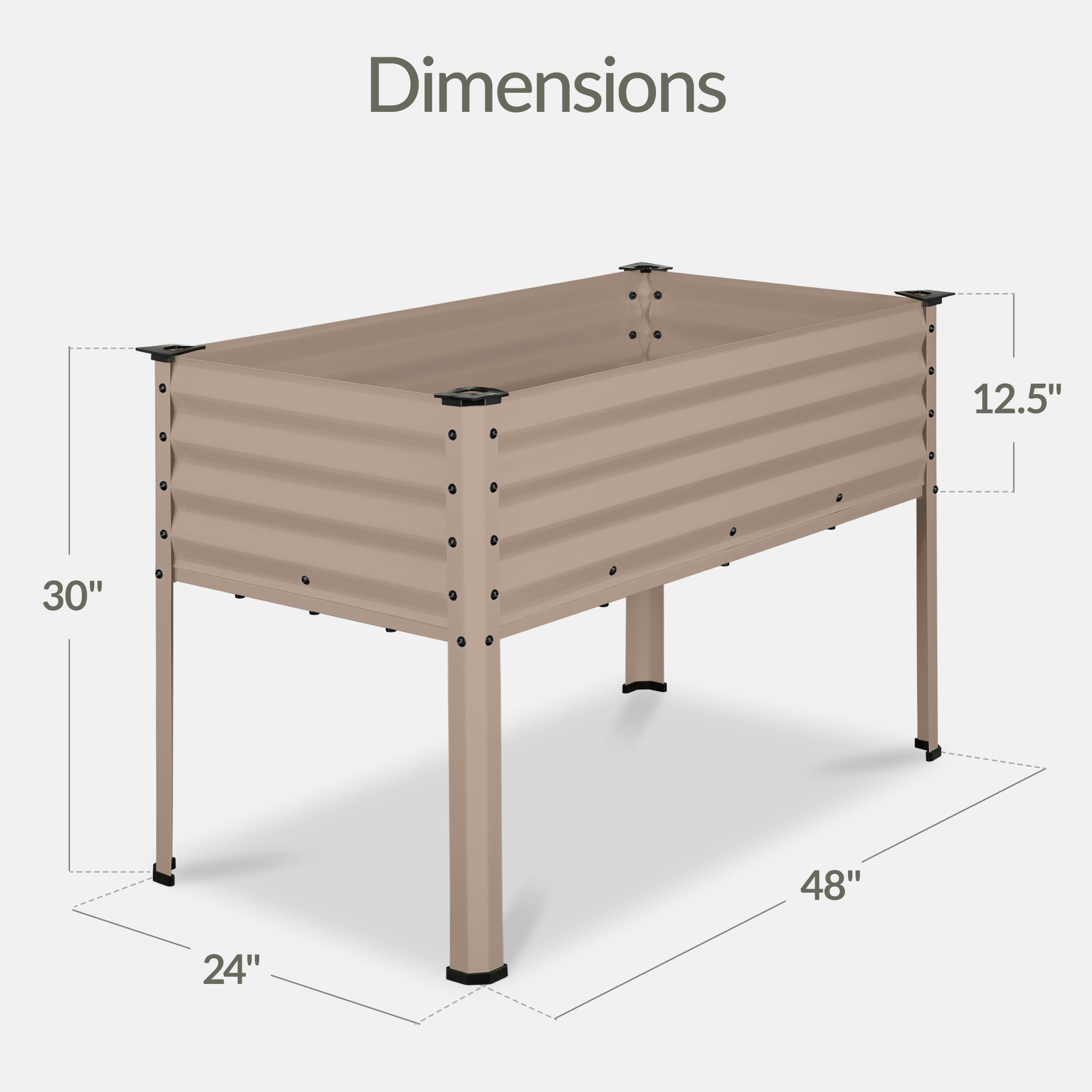 Elevated Galvanized Metal Garden Bed w/ Corner Protectors - 48x24x30in