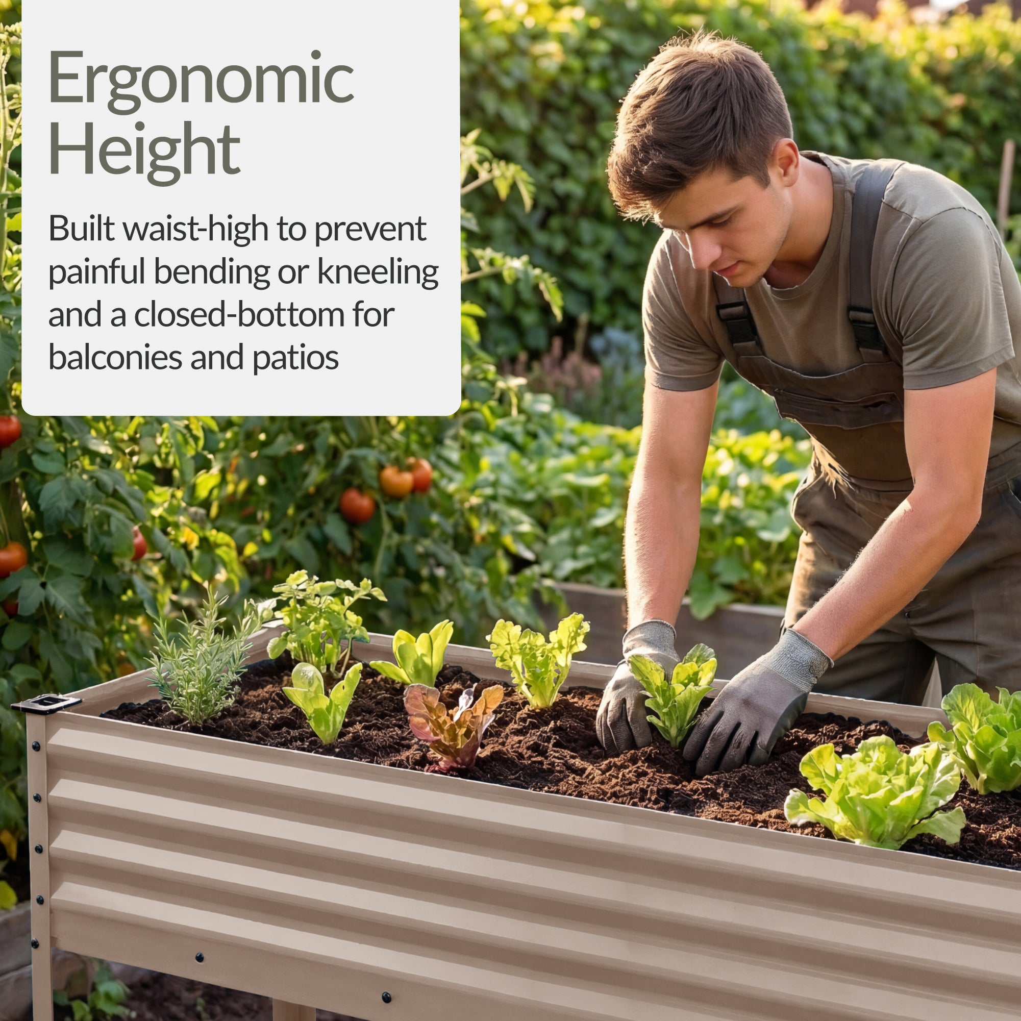 Elevated Galvanized Metal Garden Bed w/ Corner Protectors - 48x24x30in