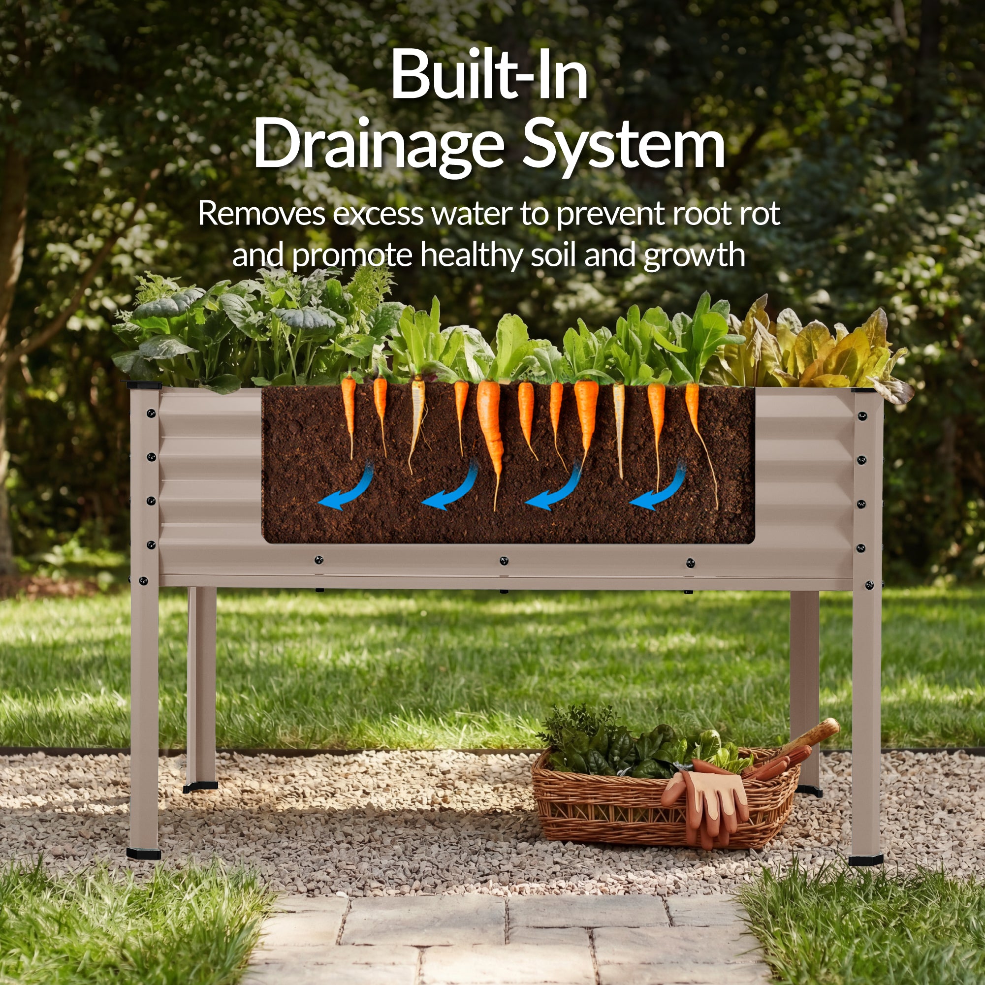 Elevated Galvanized Metal Garden Bed w/ Corner Protectors - 48x24x30in