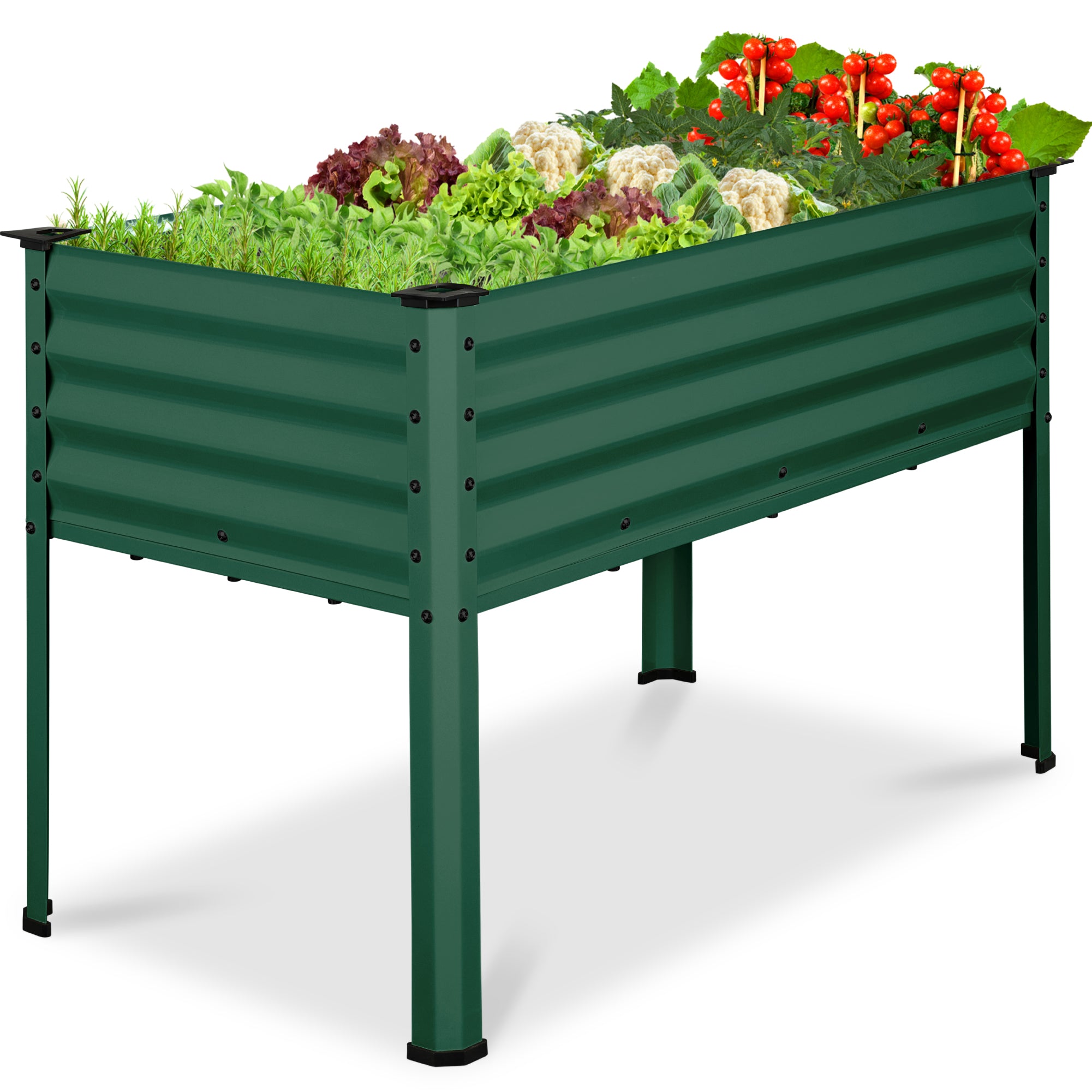 Elevated Galvanized Metal Garden Bed w/ Corner Protectors - 48x24x30in