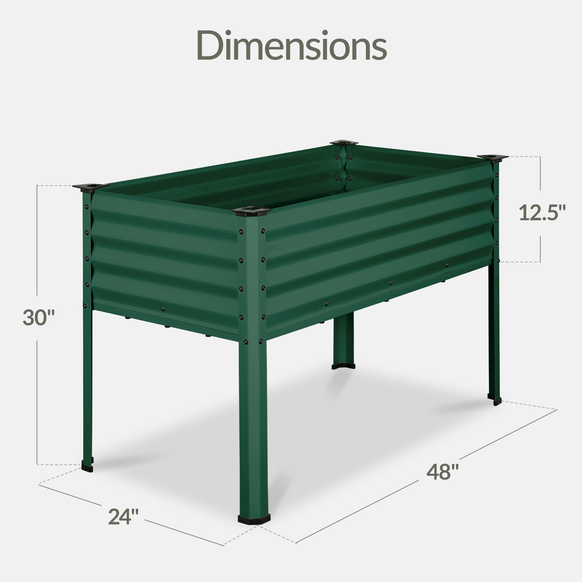 Elevated Galvanized Metal Garden Bed w/ Corner Protectors - 48x24x30in
