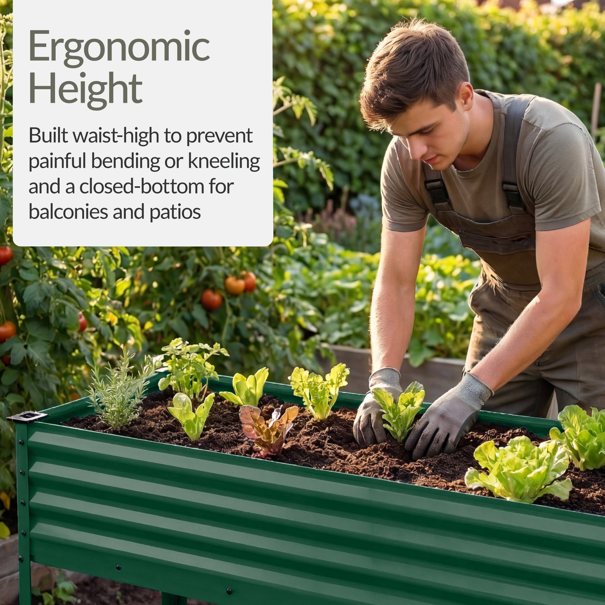 Elevated Galvanized Metal Garden Bed w/ Corner Protectors - 48x24x30in