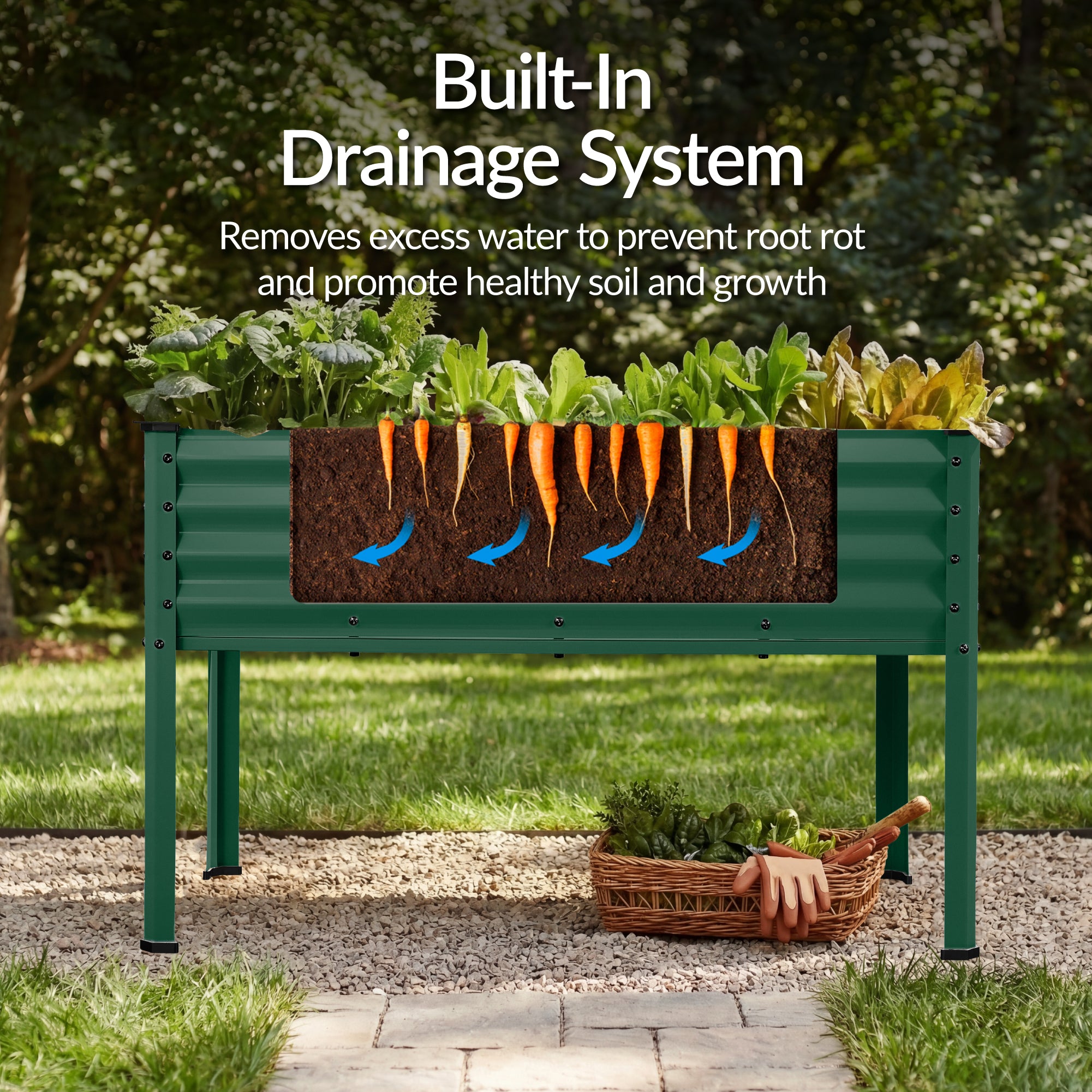 Elevated Galvanized Metal Garden Bed w/ Corner Protectors - 48x24x30in