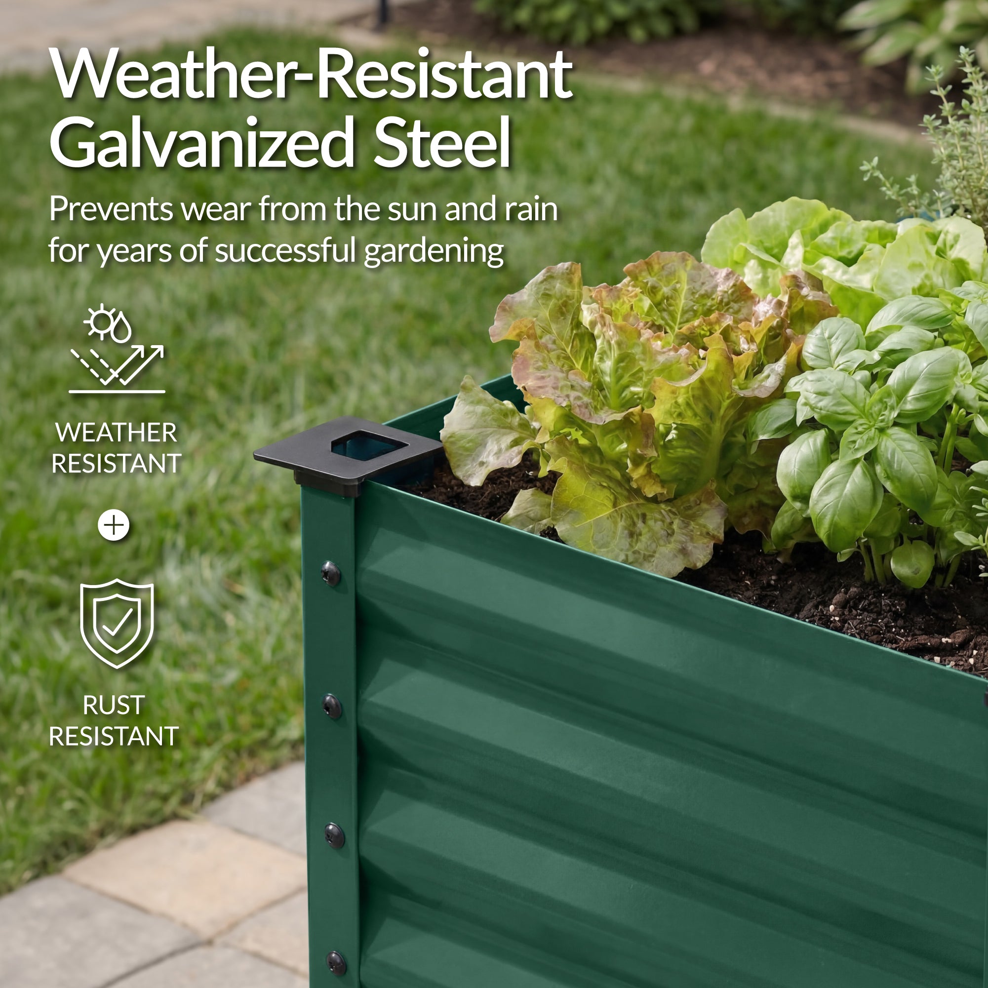 Elevated Galvanized Metal Garden Bed w/ Corner Protectors - 48x24x30in