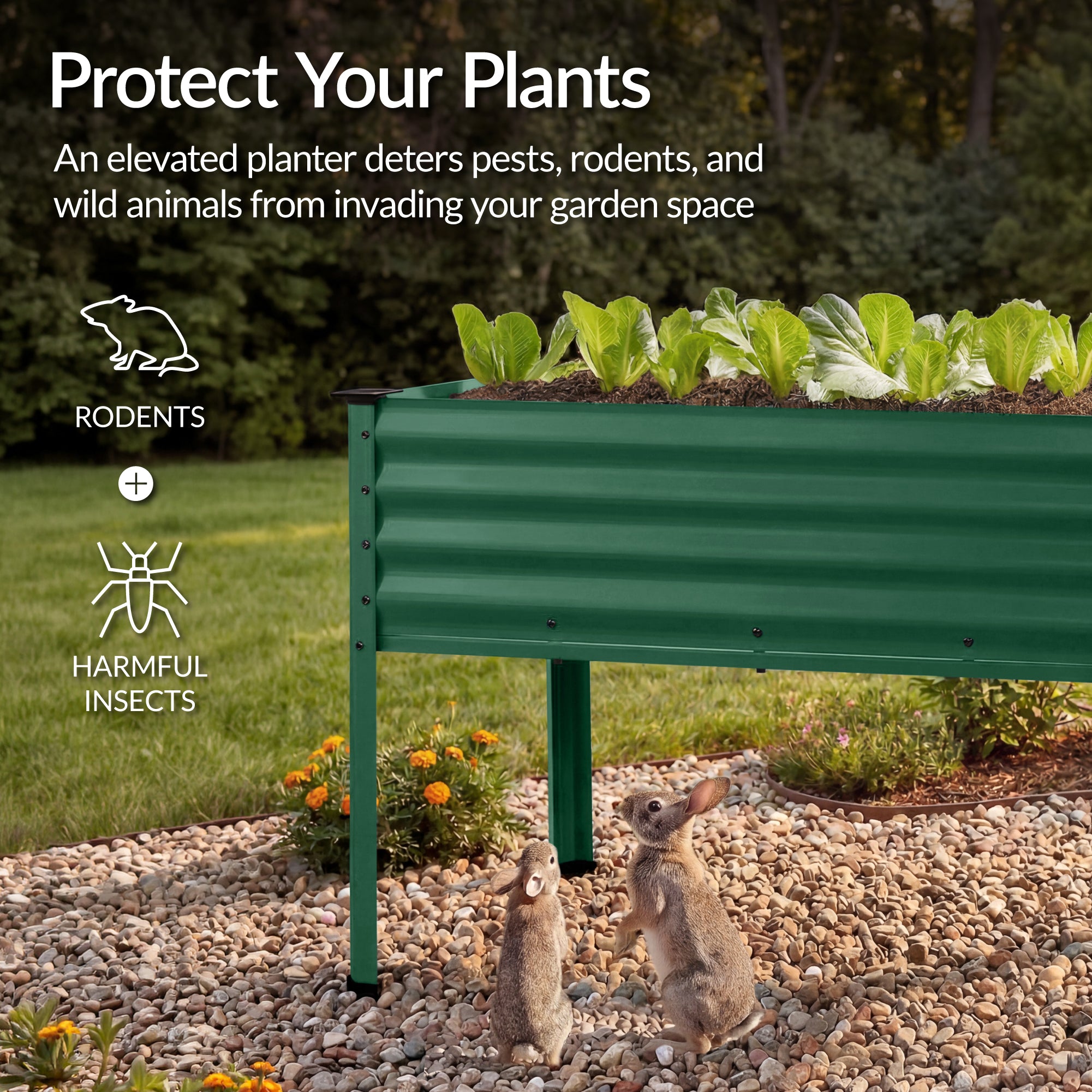 Elevated Galvanized Metal Garden Bed w/ Corner Protectors - 48x24x30in