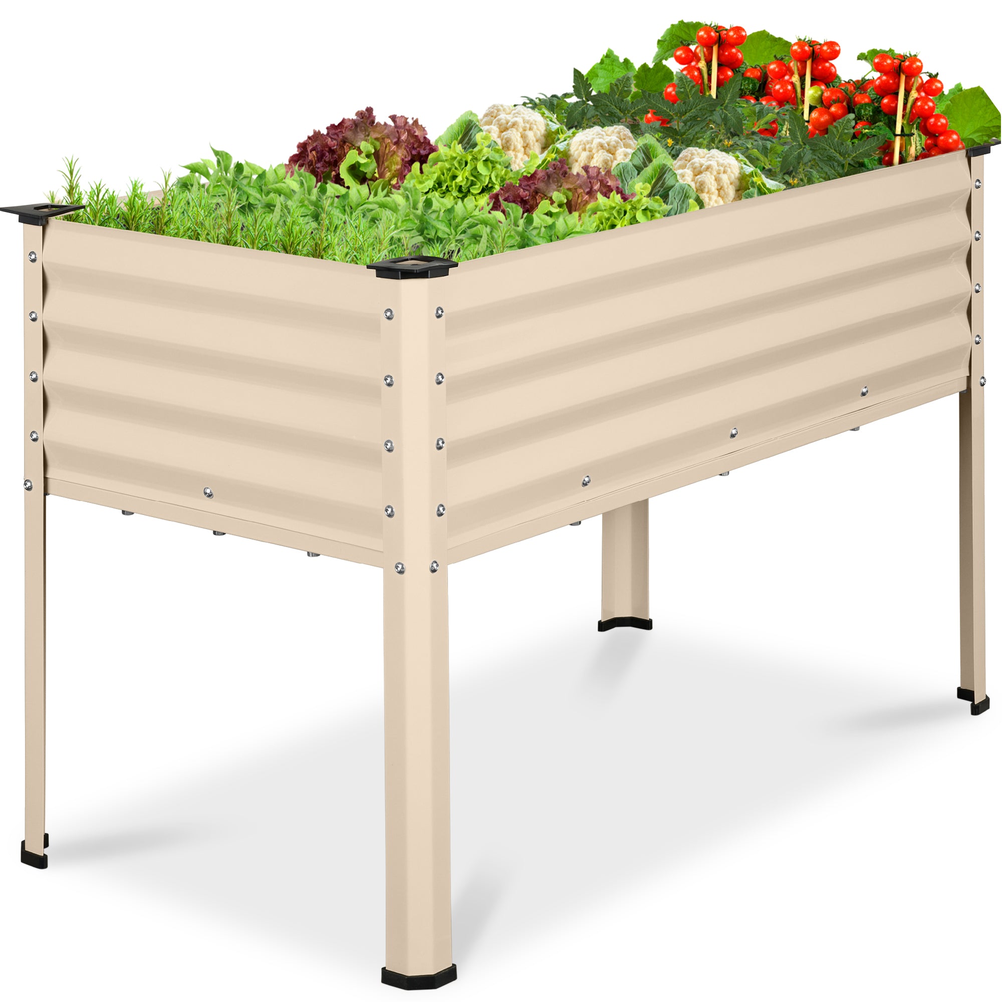 Elevated Galvanized Metal Garden Bed w/ Corner Protectors - 48x24x30in